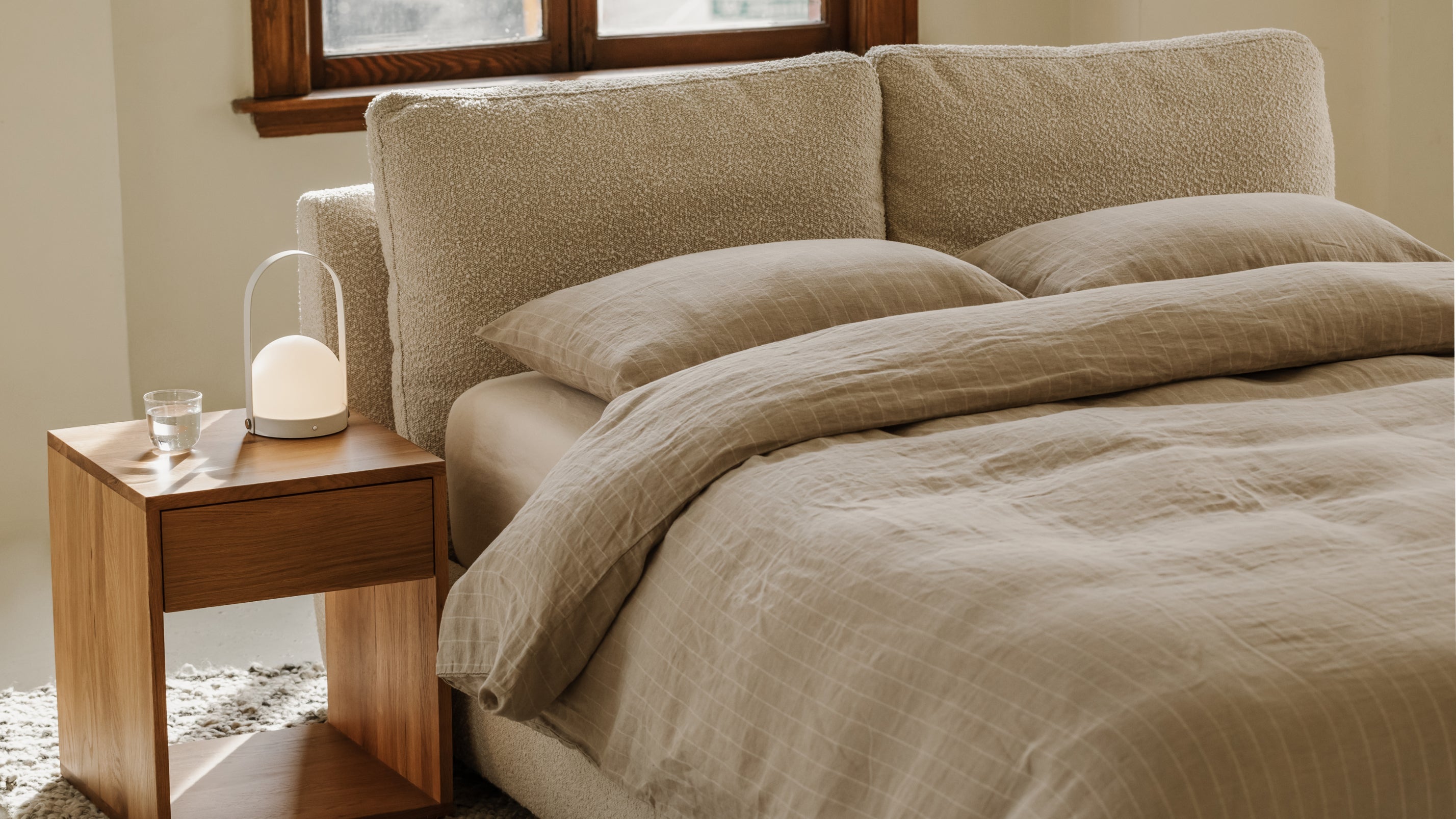 Cloud Bed, King, Cream Boucle