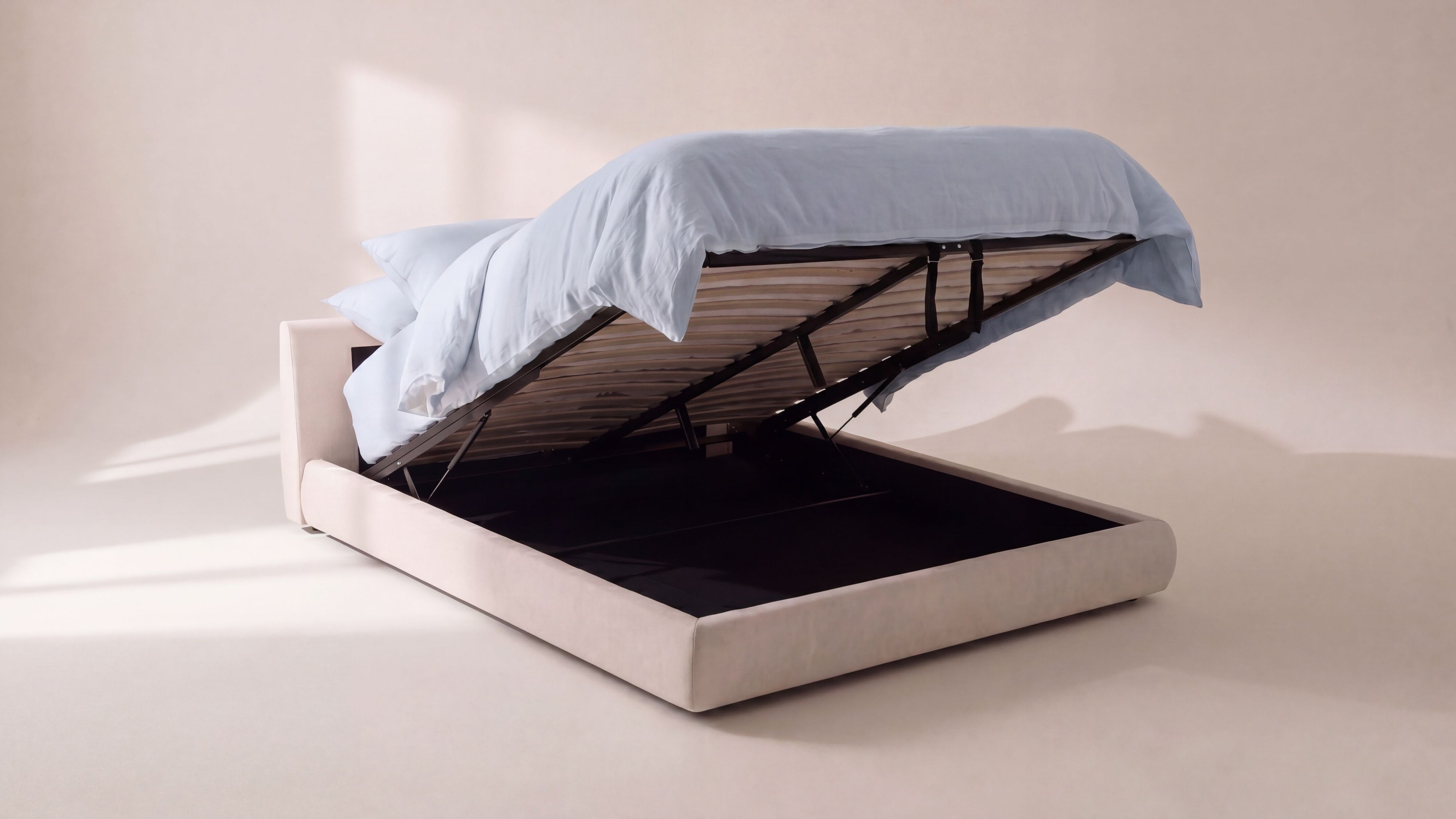 Cloud Bed With Storage, King, Latte