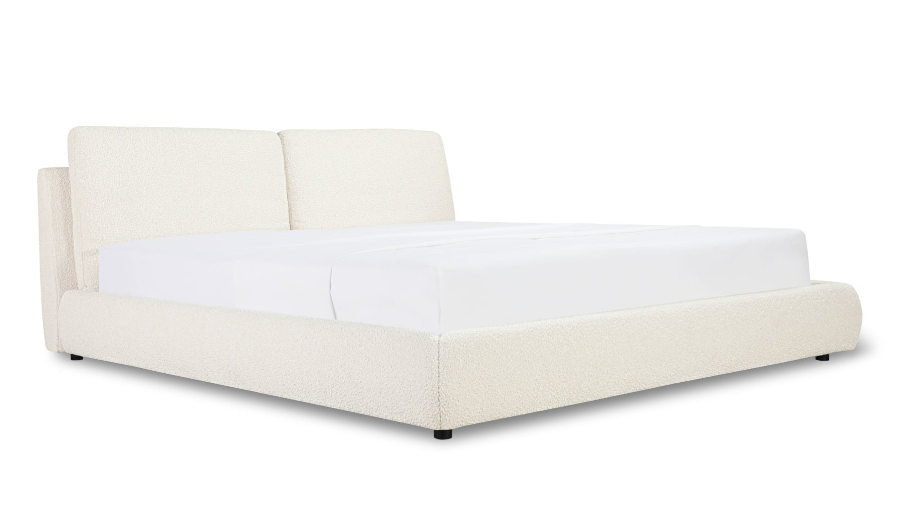 Cloud Bed with Storage, King, Cream Boucle