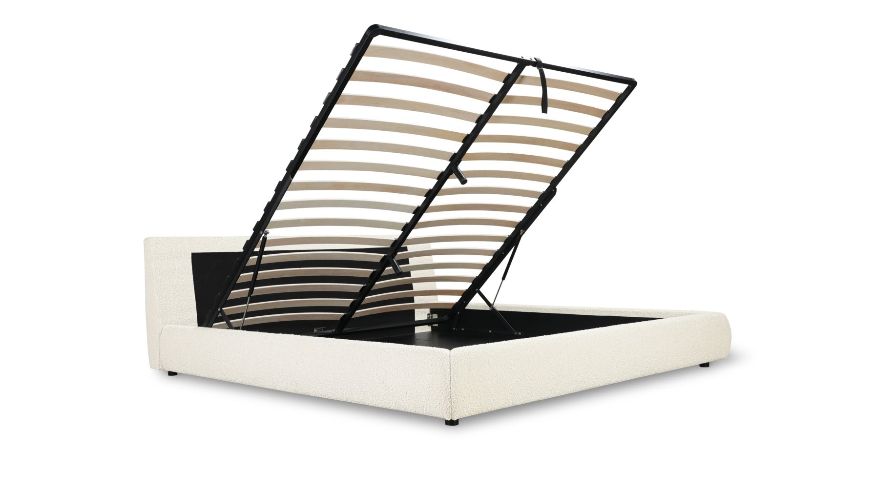 Cloud Bed with Storage, King, Cream Boucle