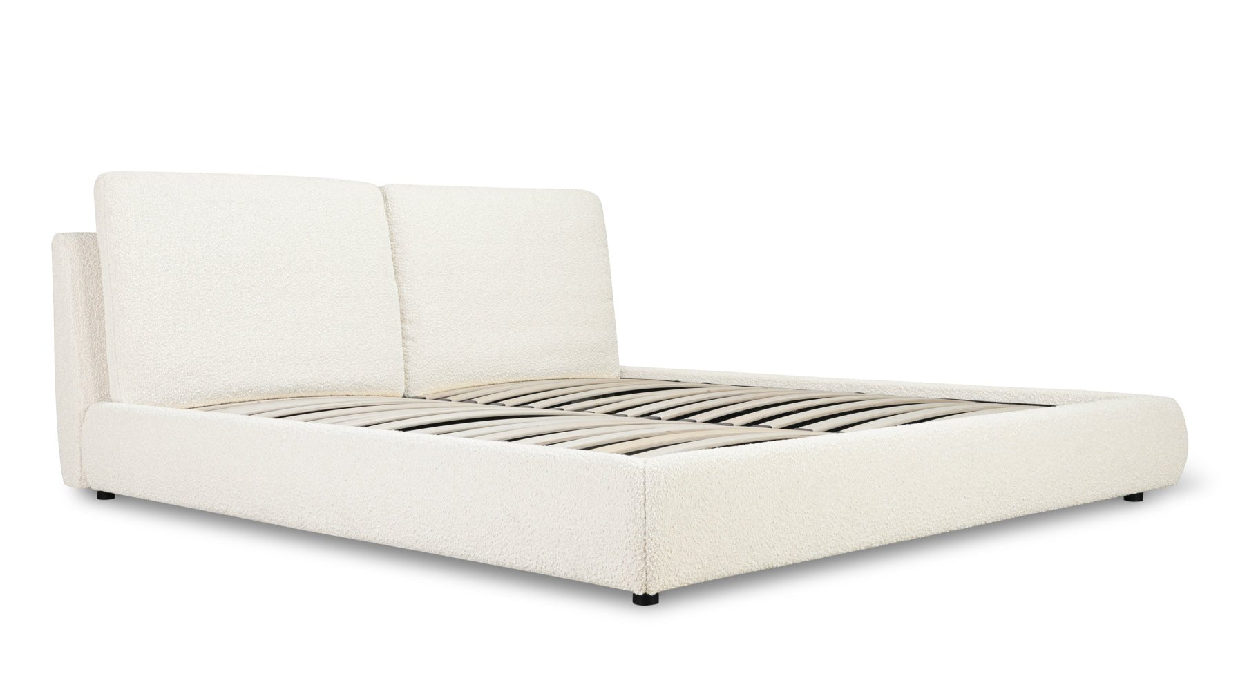 Cloud Bed with Storage, King, Cream Boucle