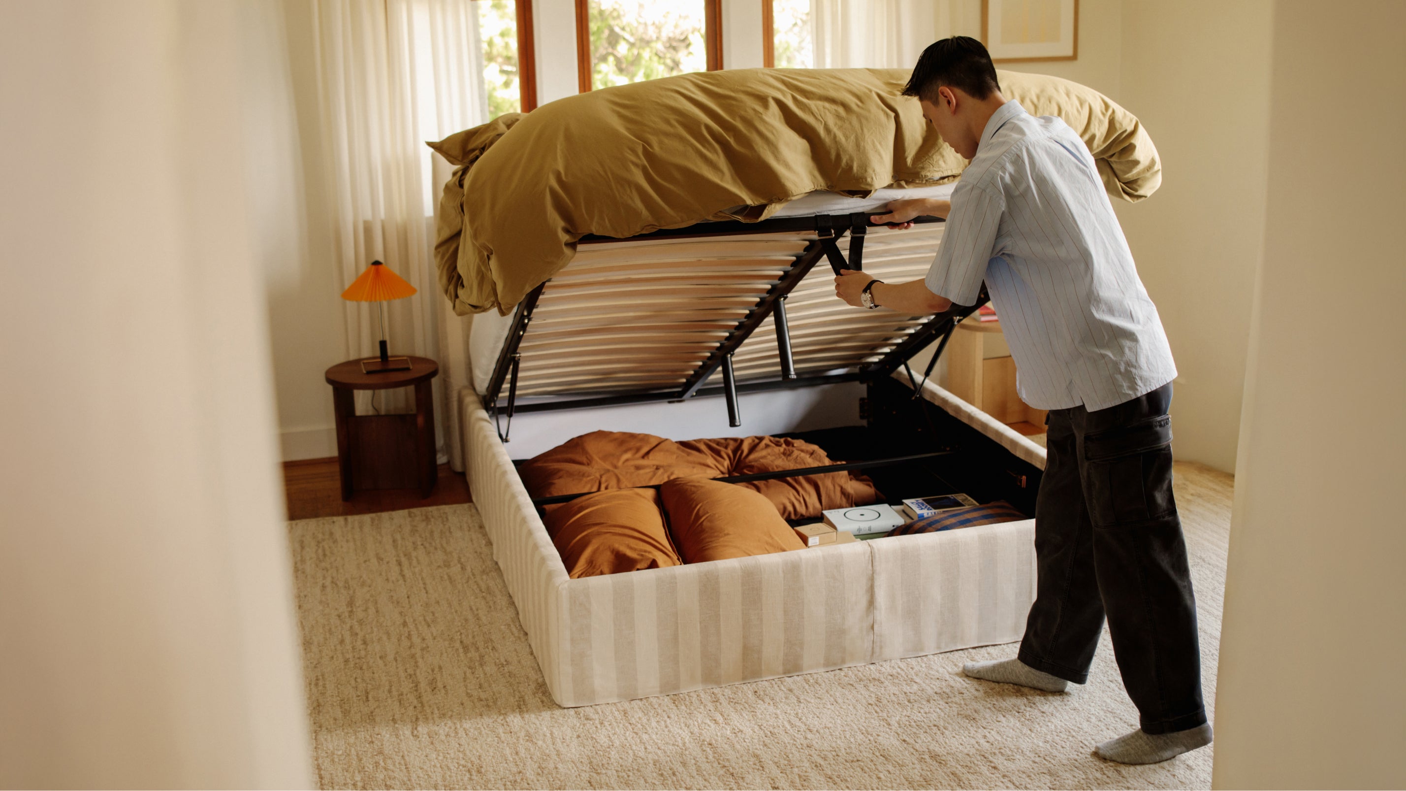 Wave Storage Bed, King, Dover Stripe - Sundays Company