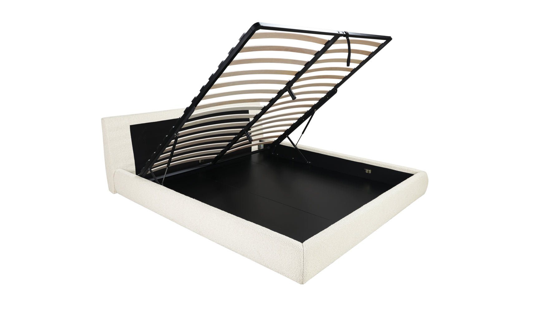 Cloud Bed with Storage, Queen, Cream Boucle