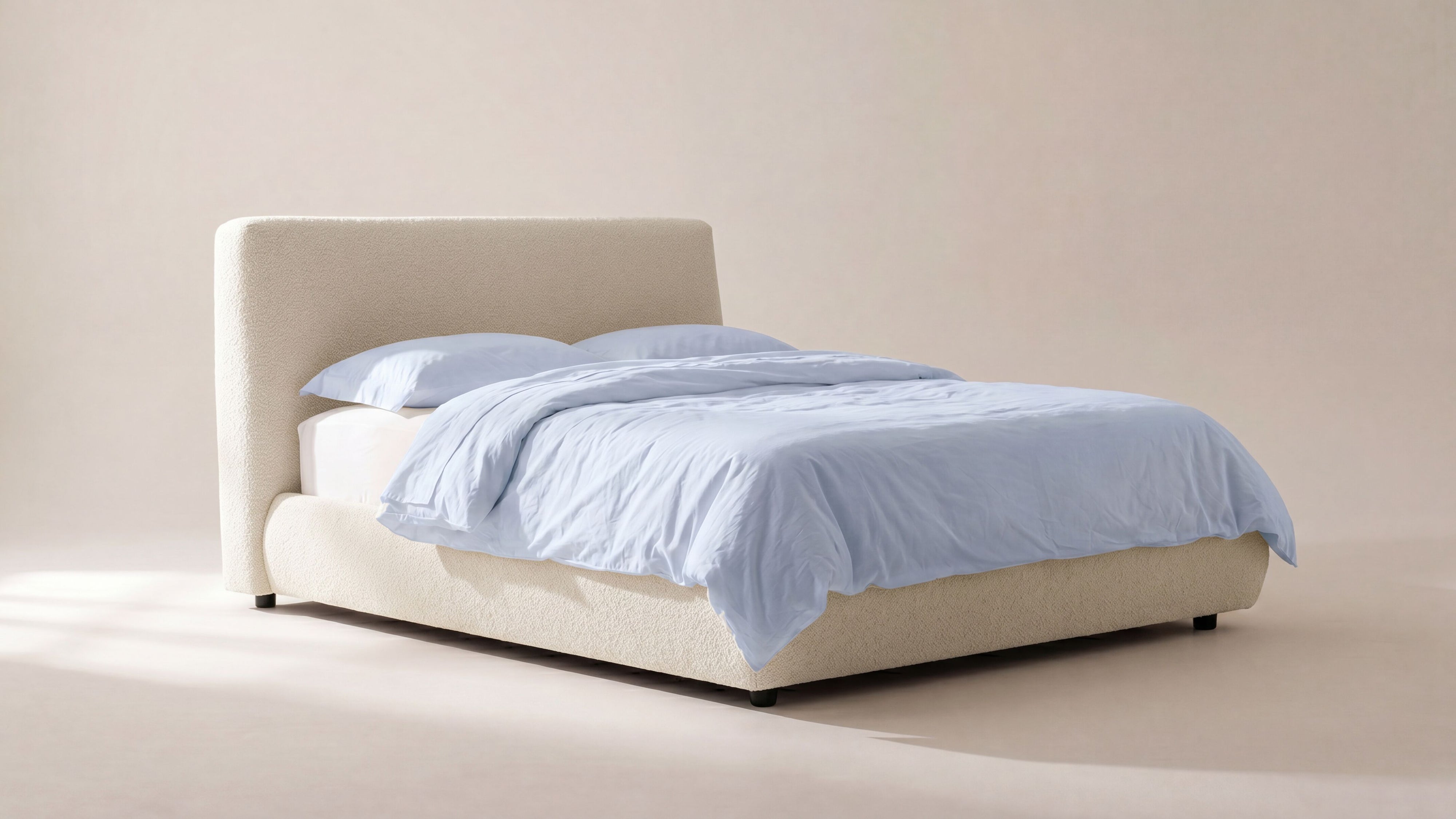 Dream Storage Bed, Full, Cream Boucle
