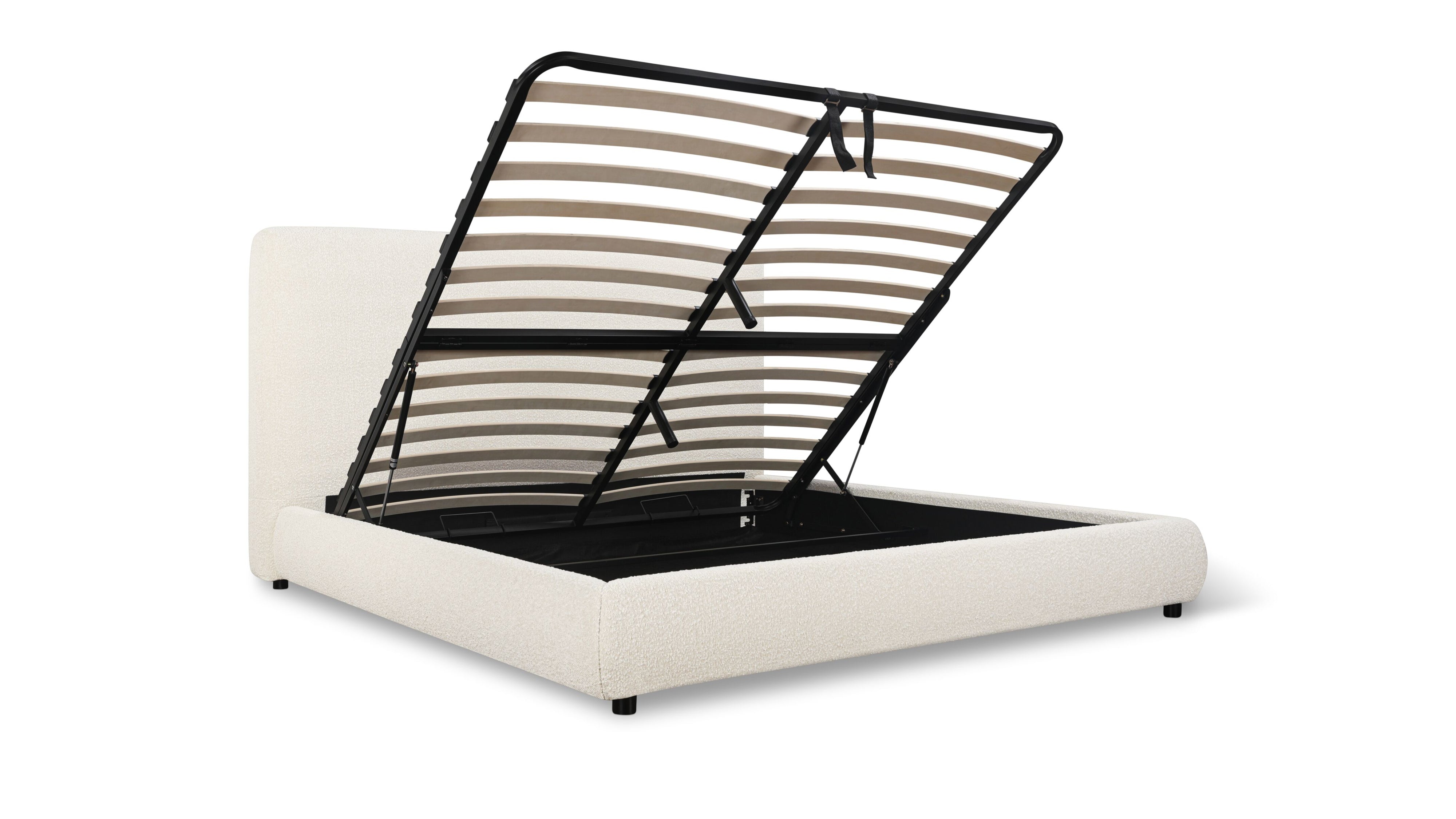 Dream Storage Bed With Tall Headboard, Queen, Cream Boucle