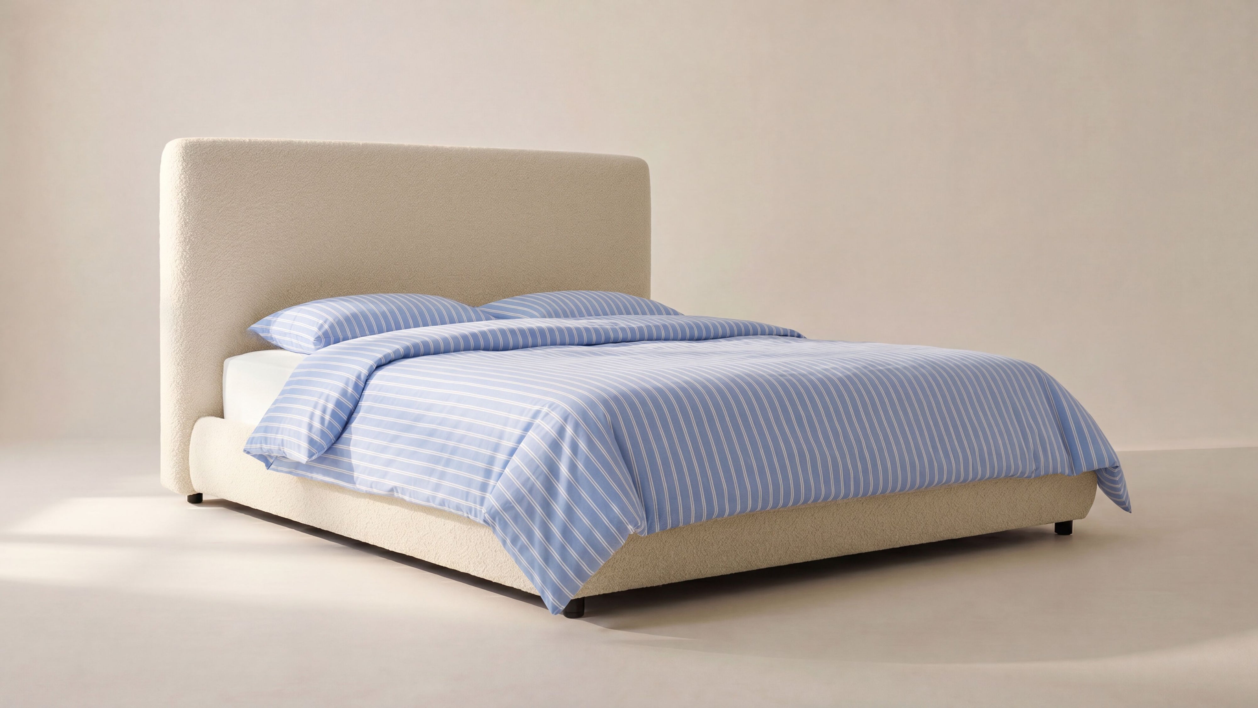 Dream Storage Bed With Tall Headboard, Queen, Cream Boucle