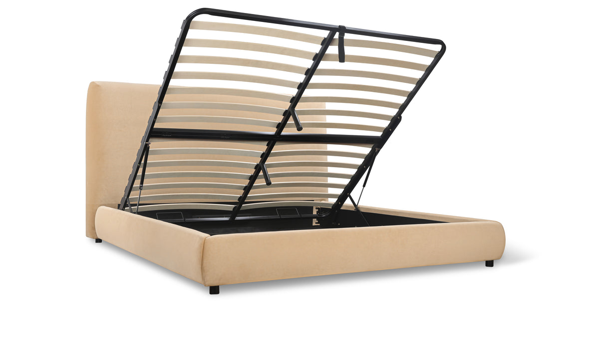 Dream Storage Bed With Tall Headboard, King, Honey