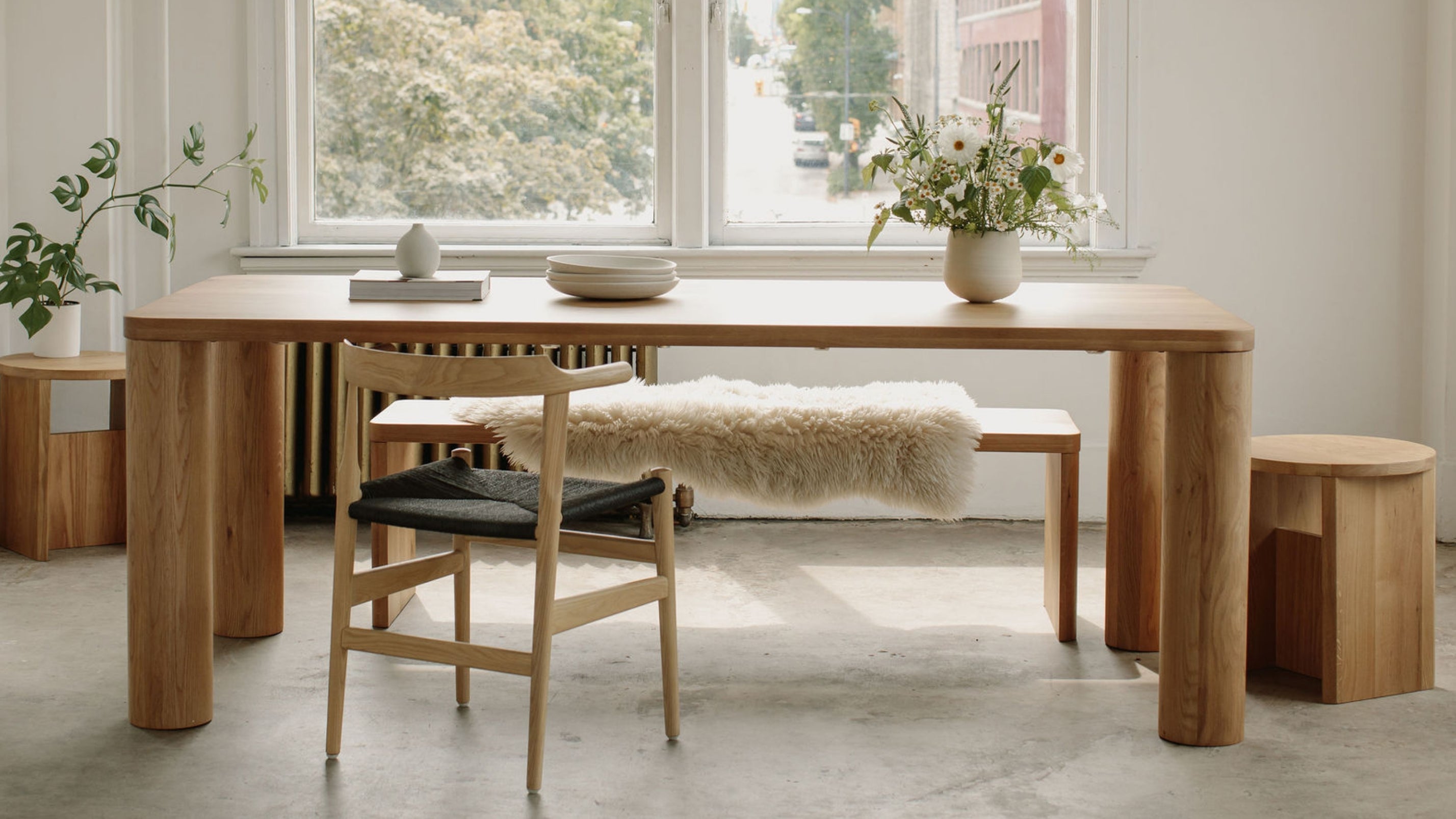 Form Bench, Seats 2, Oak
