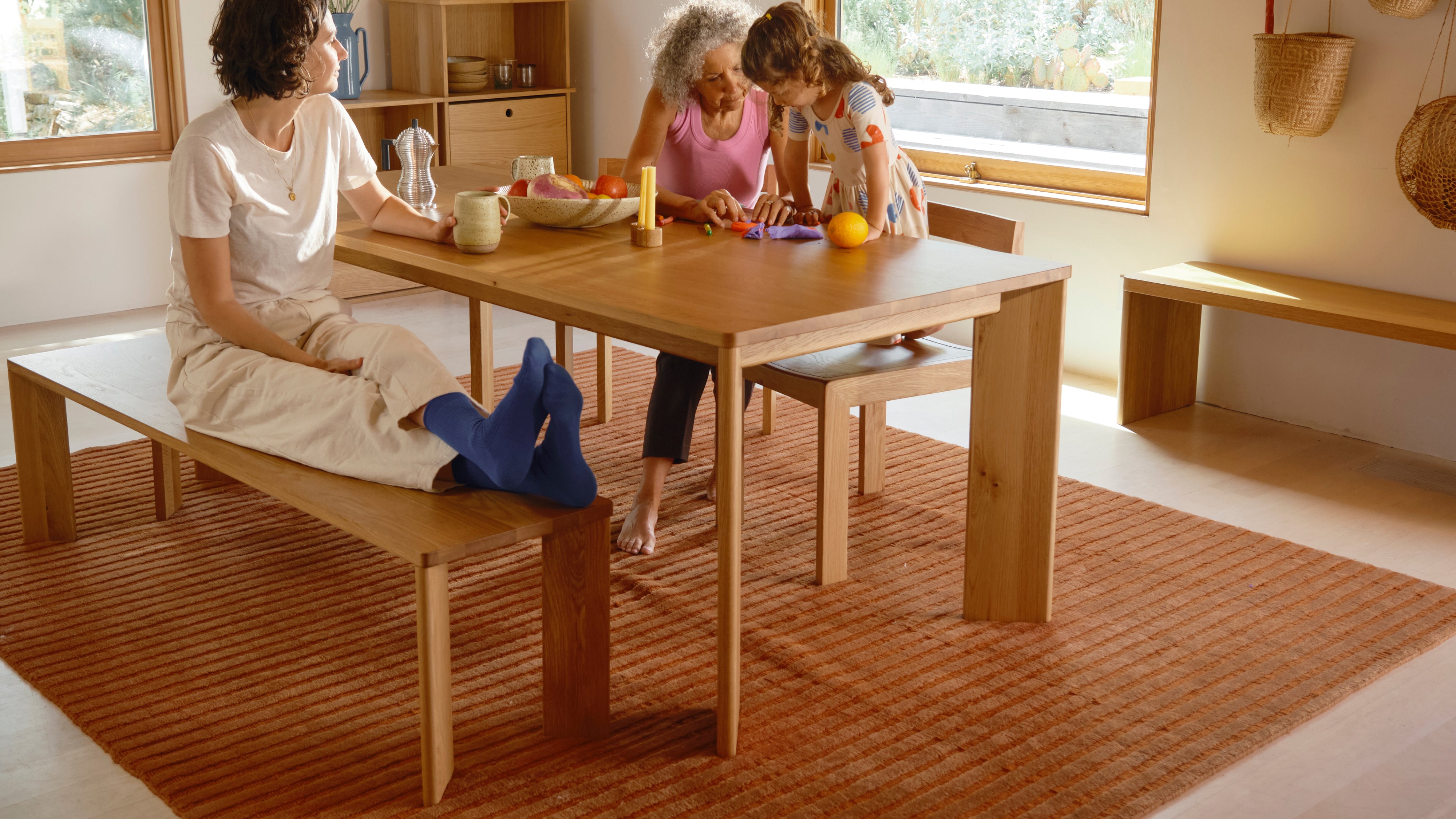 Frame Bench, Seats 3, Oak