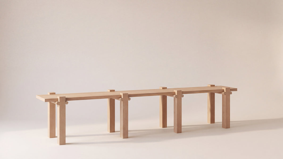 Long Story x Colapso Studio Bench, Seats 4, Pale Oak — alternate view