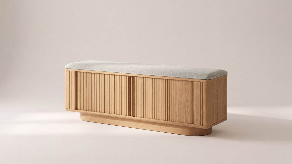 Main Stage Storage Bench, White Oak — alternate view