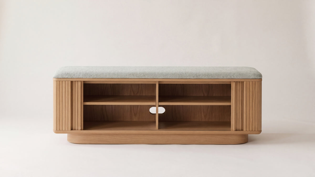 Main Stage Storage Bench, White Oak — alternate view