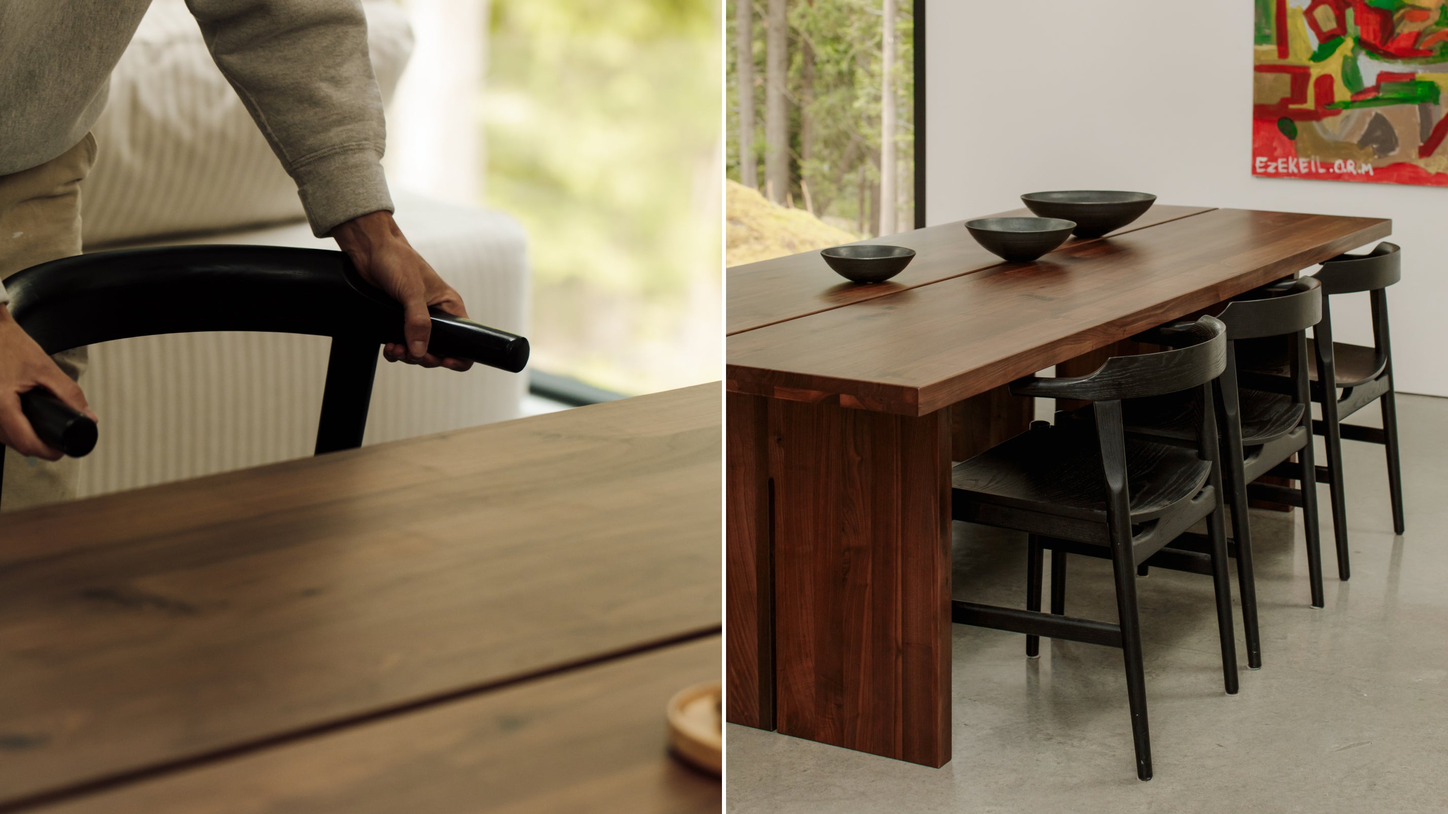Tuck In Dining Chair, Wood Seat, Black Ash - Sundays Company
