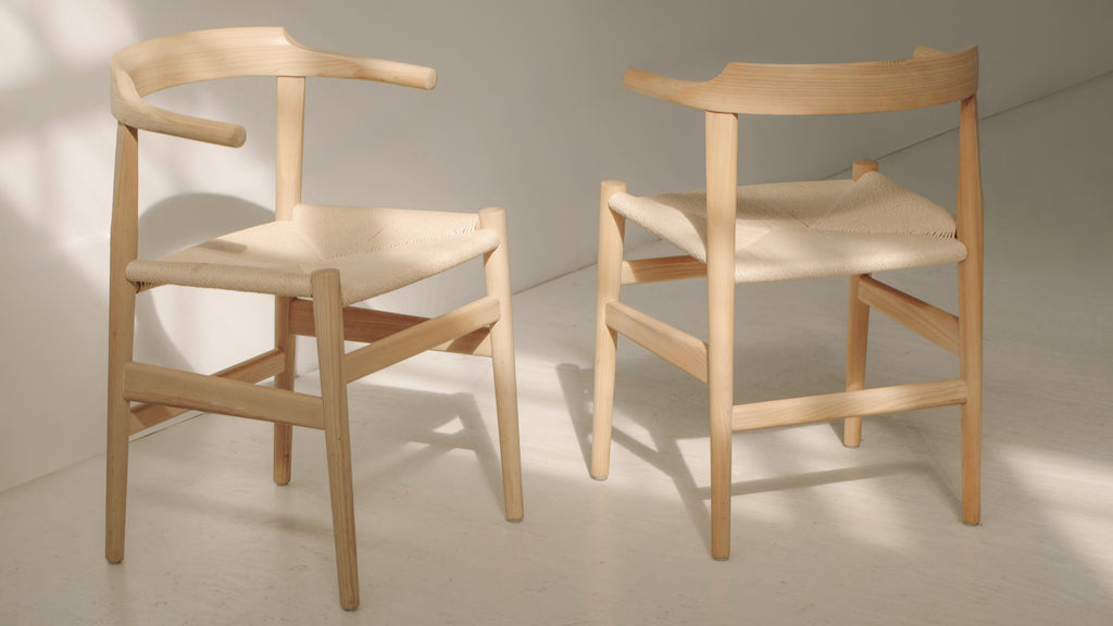 Tuck In Dining Chair, White Ash, Natural Papercord Seat