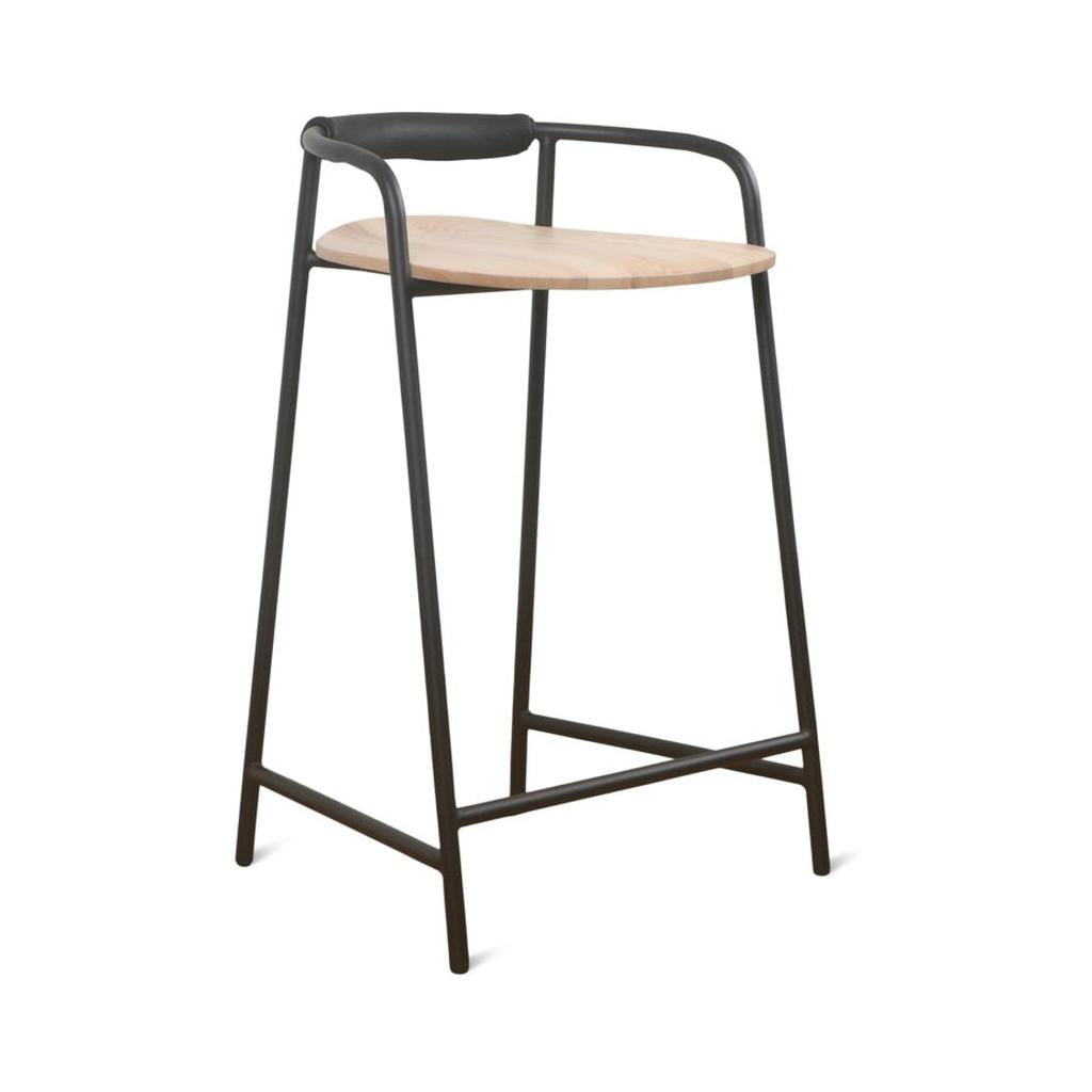 Slow Mornings Stool, Counter, Natural/Black Metal
