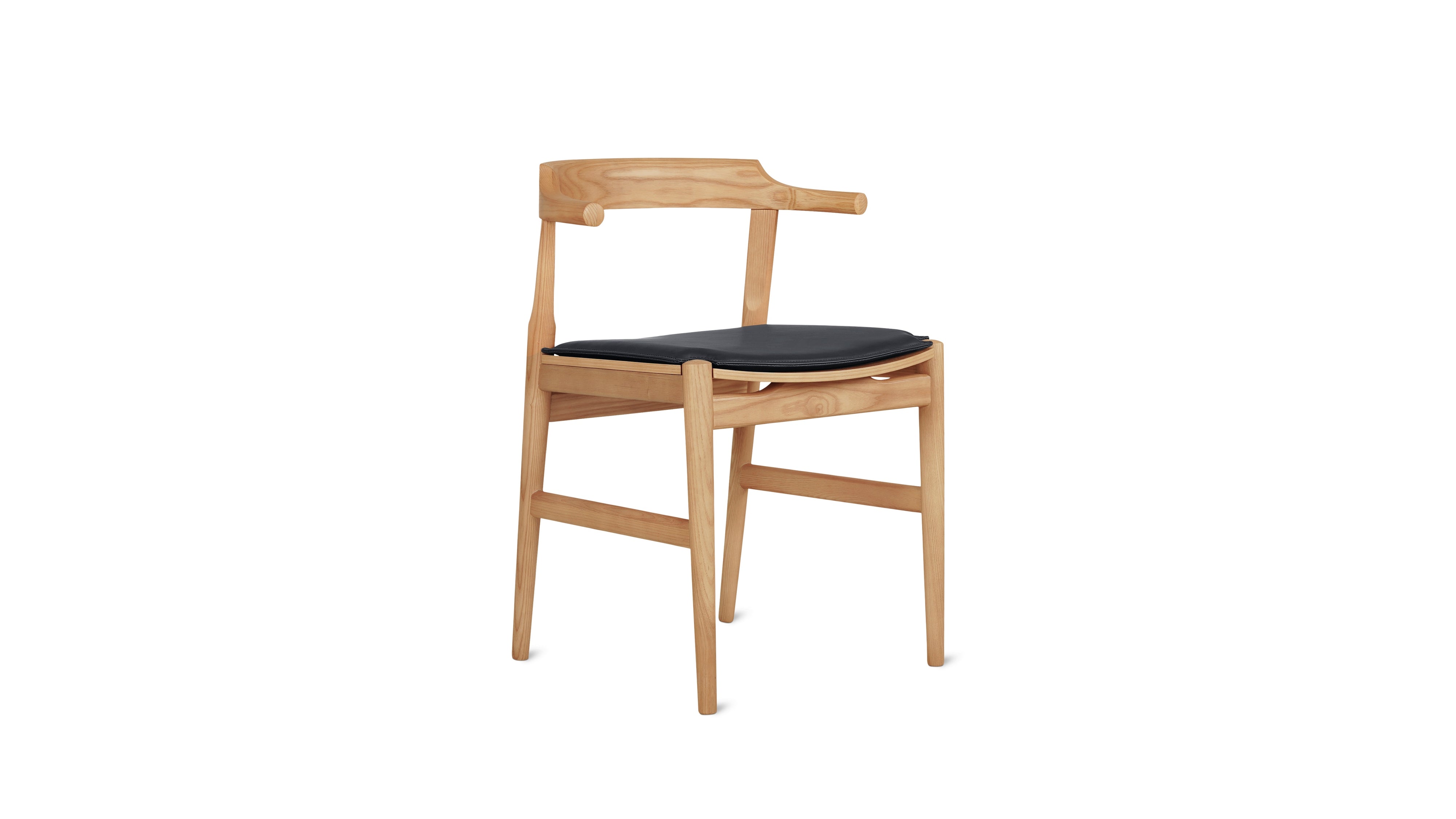 Tuck In Dining Chair with Black Cushion, Stained Oak