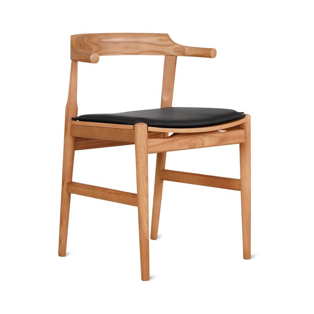 Tuck In Dining Chair with Black Cushion, Stained Oak