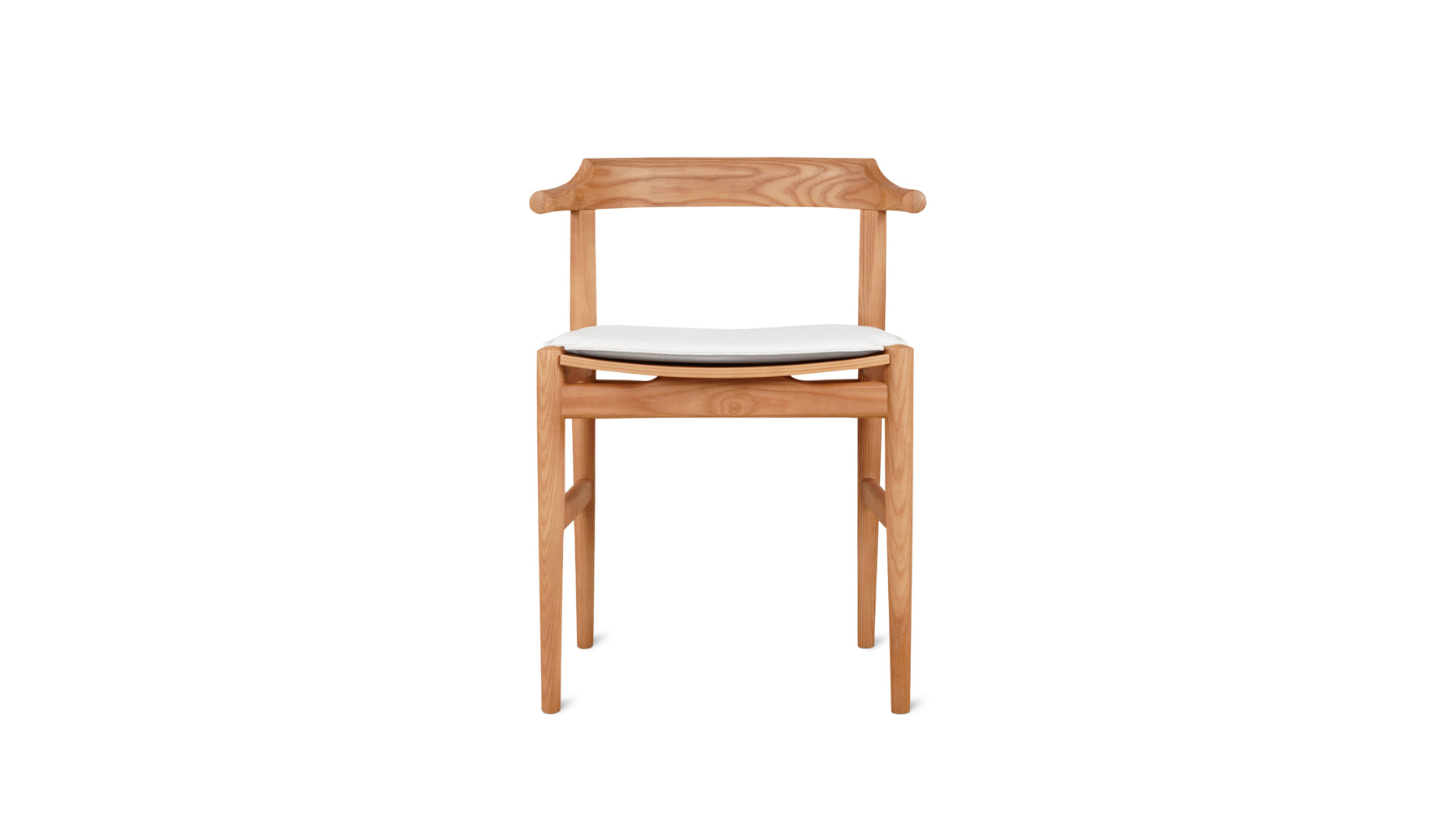 Tuck In Dining Chair with Cushion, White Oak, Wood Seat with White Cushion - Image 1