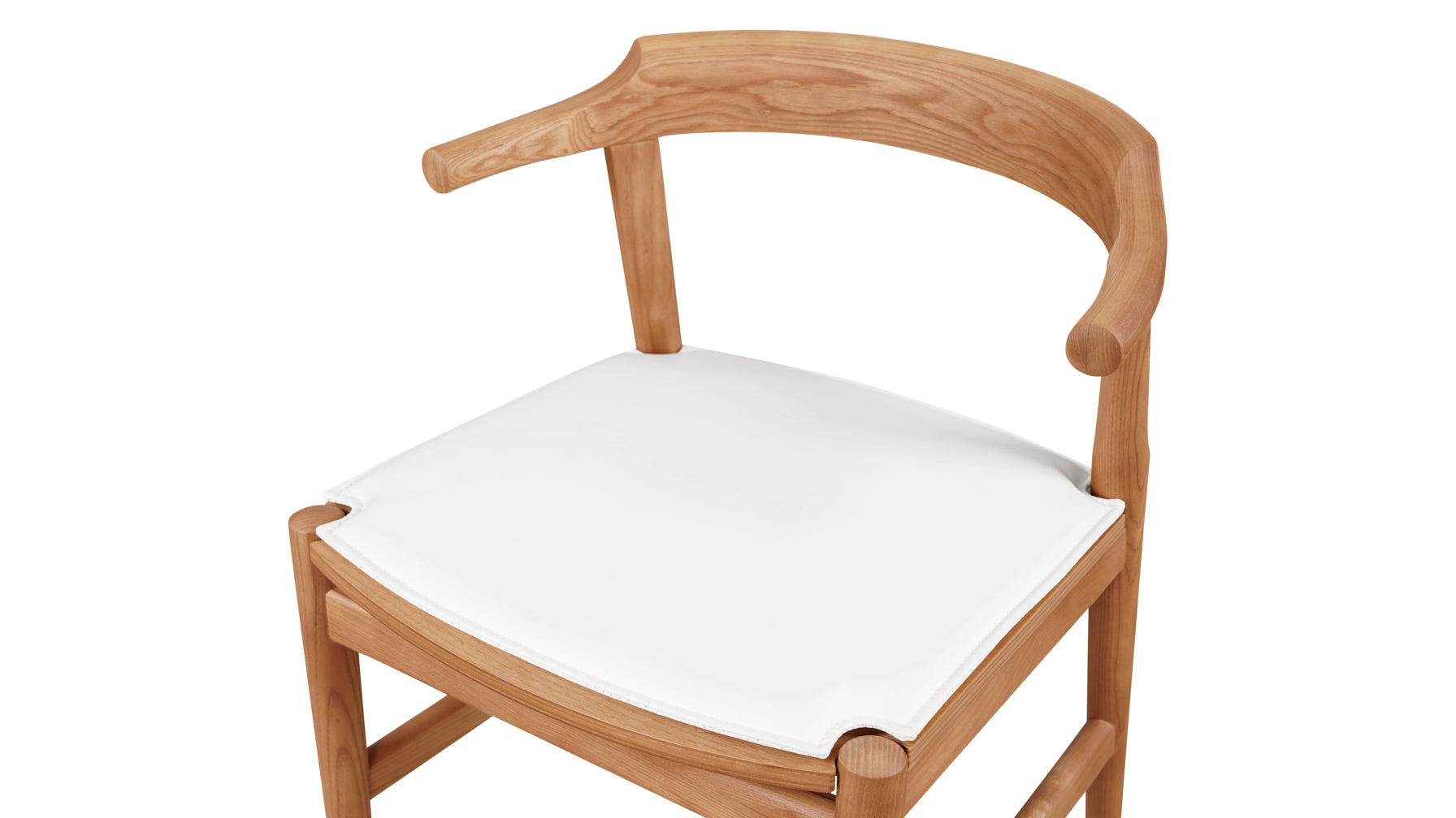 Tuck In Dining Chair with Cushion, White Oak, Wood Seat with White Cushion - Image 7