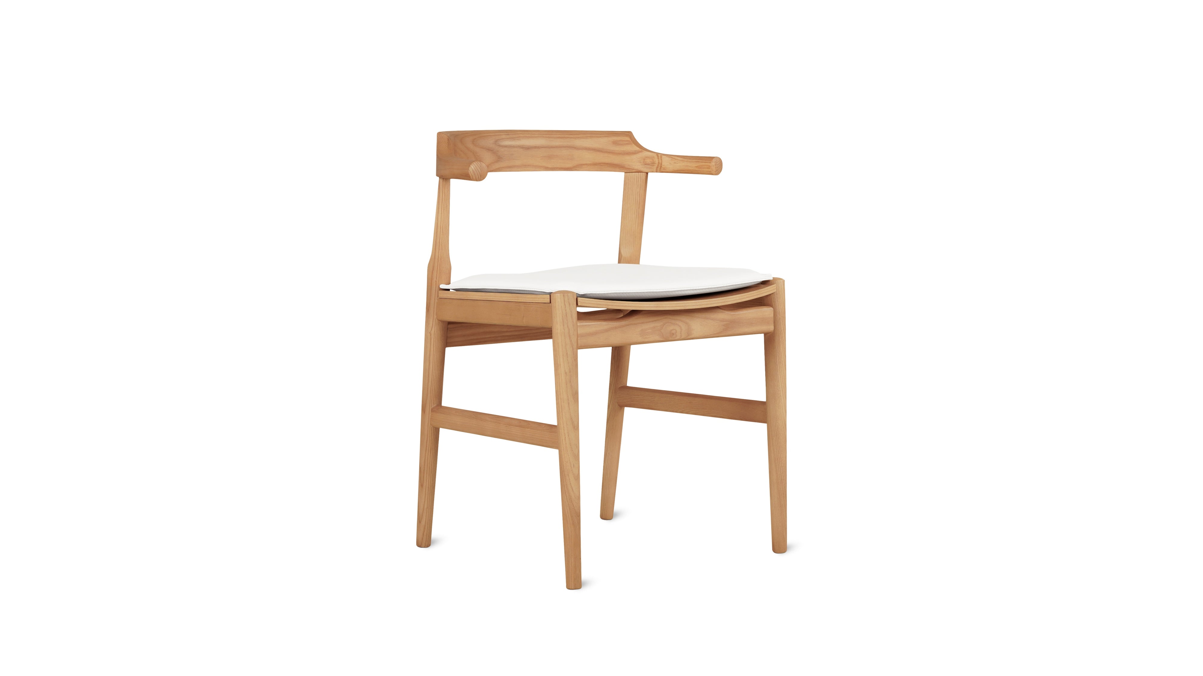 Tuck In Dining Chair with White Cushion, Stained Oak