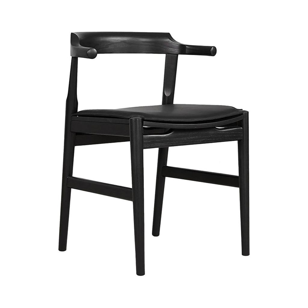 Tuck In Dining Chair with Black Cushion, Black Ash
