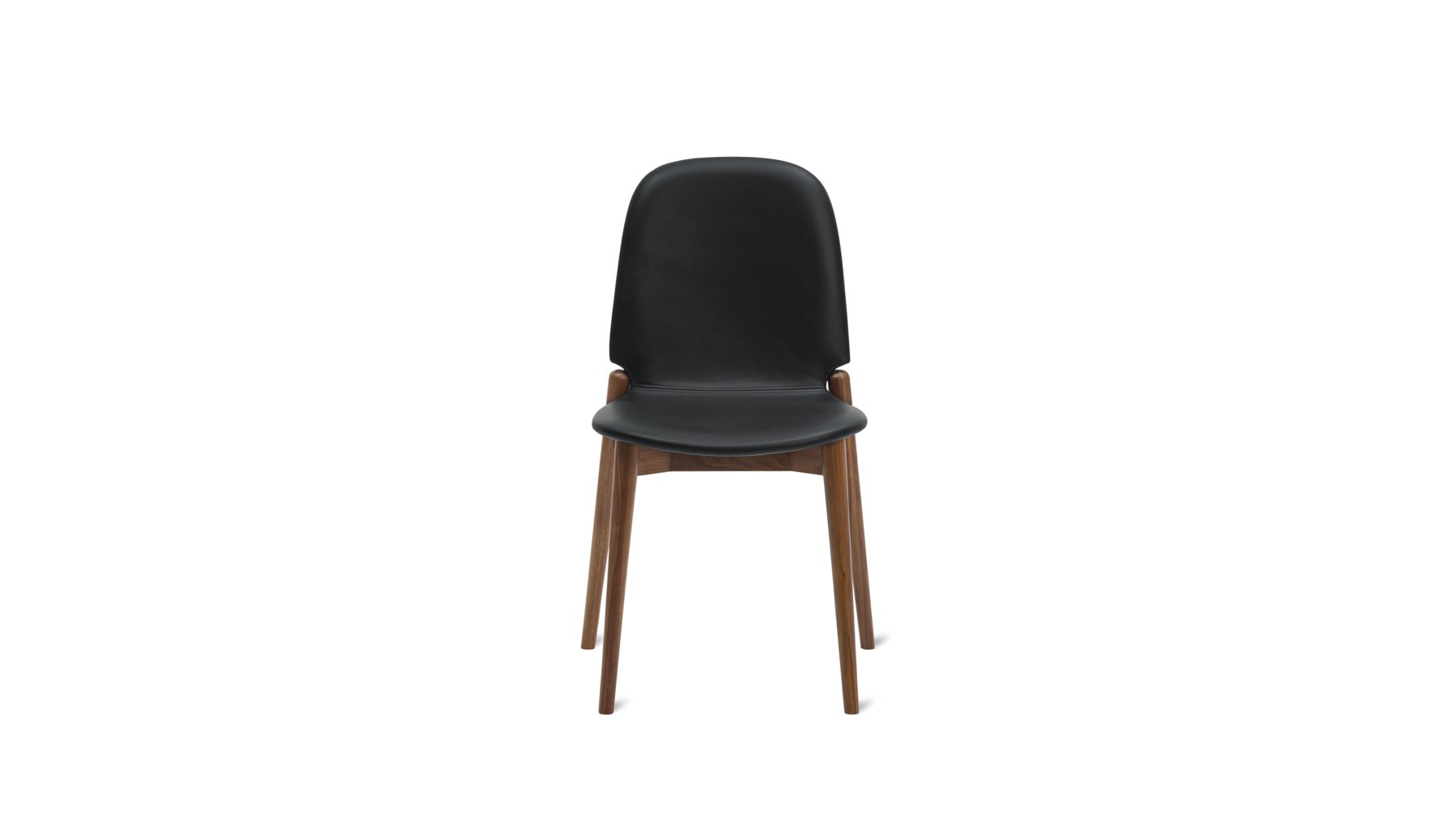 Dine In Dining Chair (Set of Two), Walnut/Black Leather