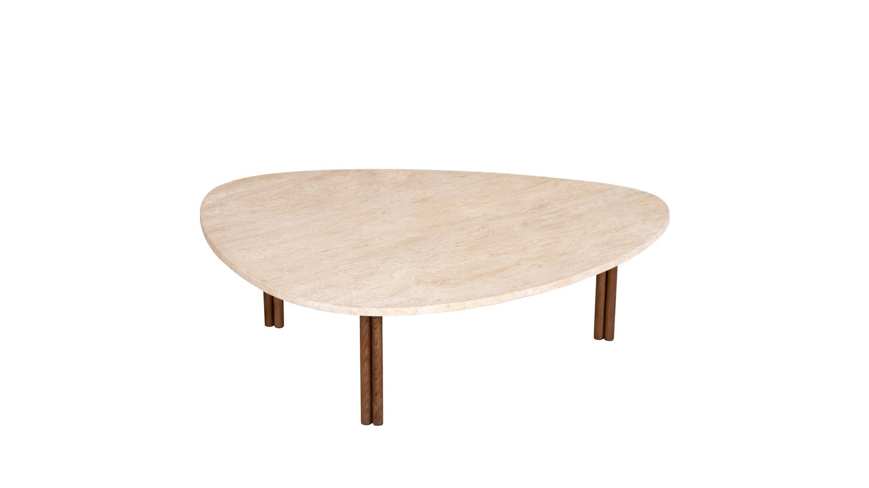 Better Together Coffee Table, Travertine/Stained Walnut
