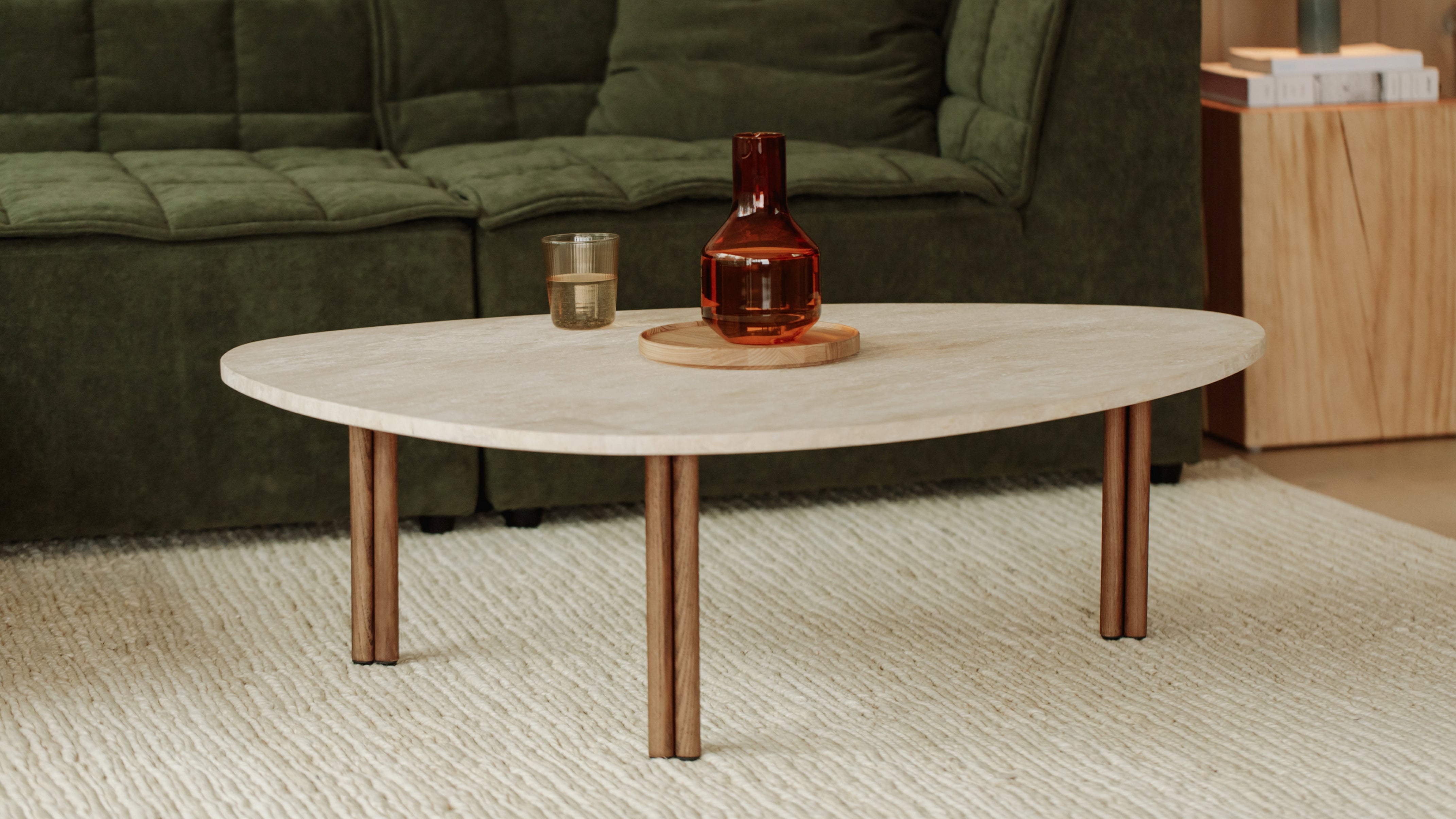 Better Together Coffee Table, Travertine/Stained Walnut - Sundays
