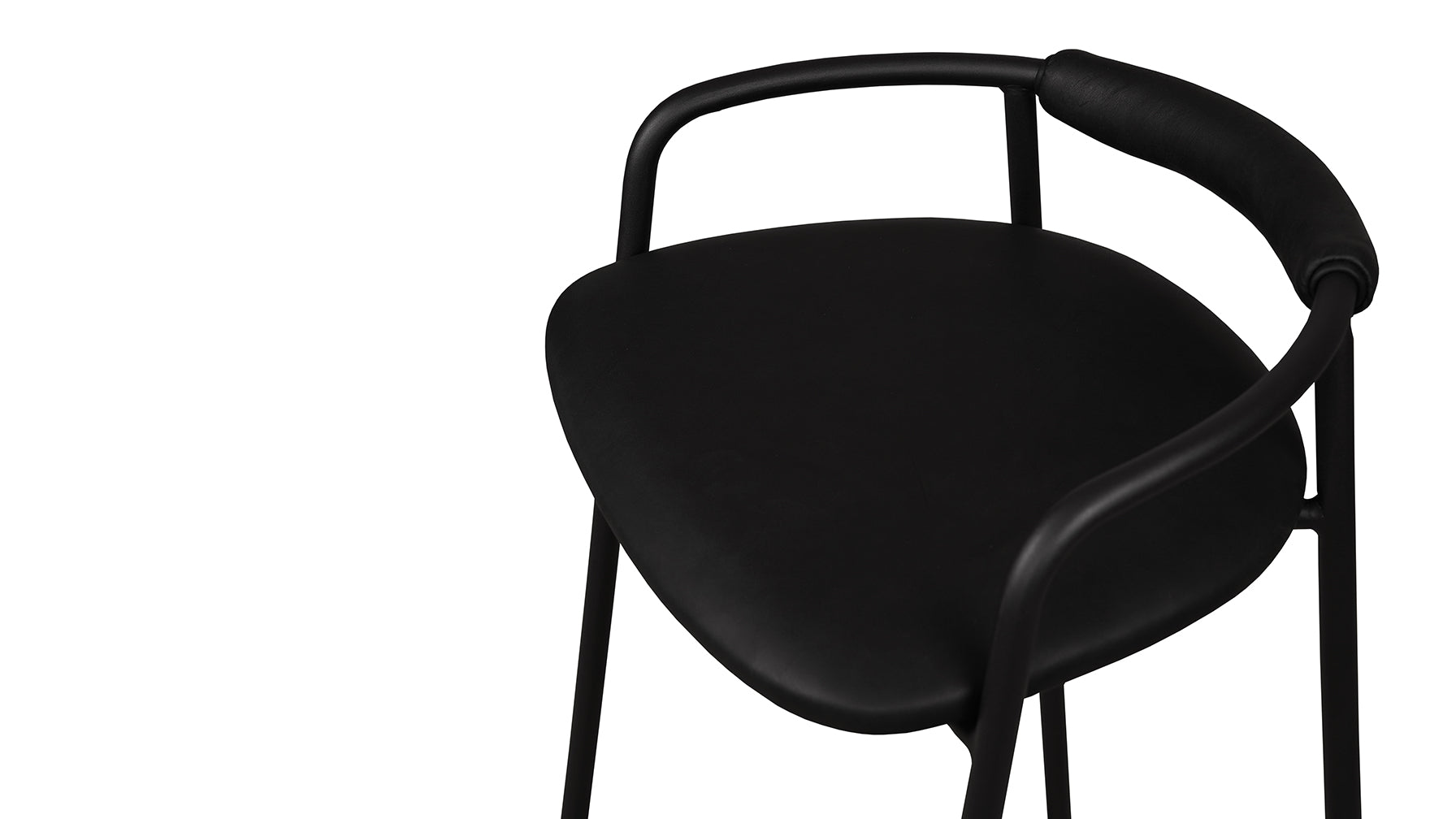 Slow Mornings Stool, Counter, Coal Leather/Black Metal