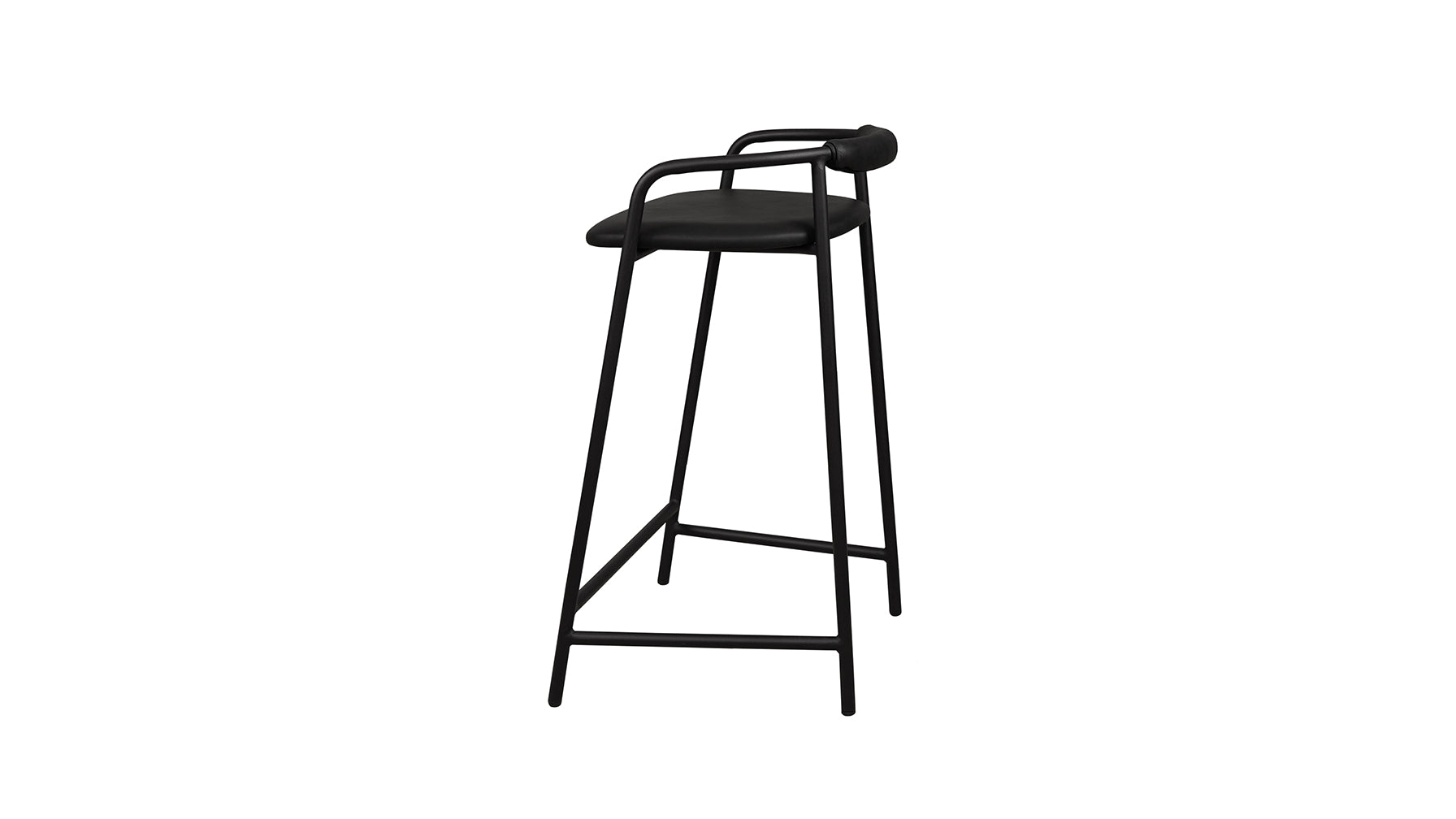 Slow Mornings Stool, Counter, Coal Leather/Black Metal