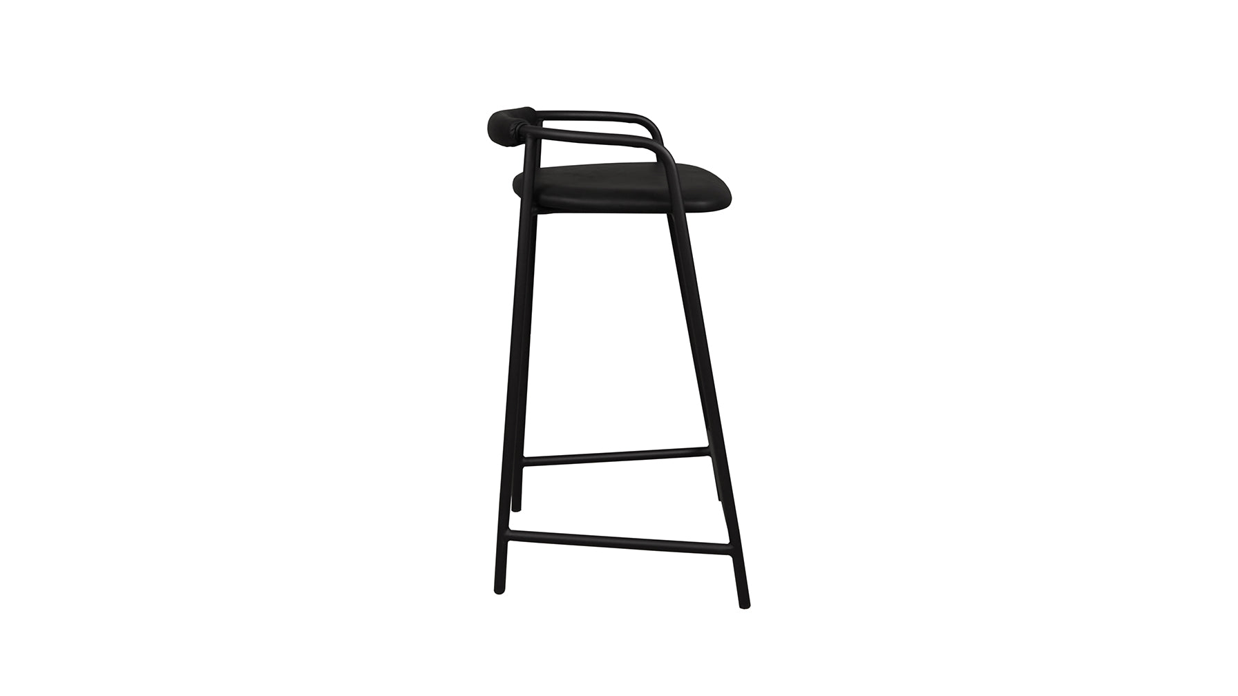 Slow Mornings Stool, Counter, Coal Leather/Black Metal