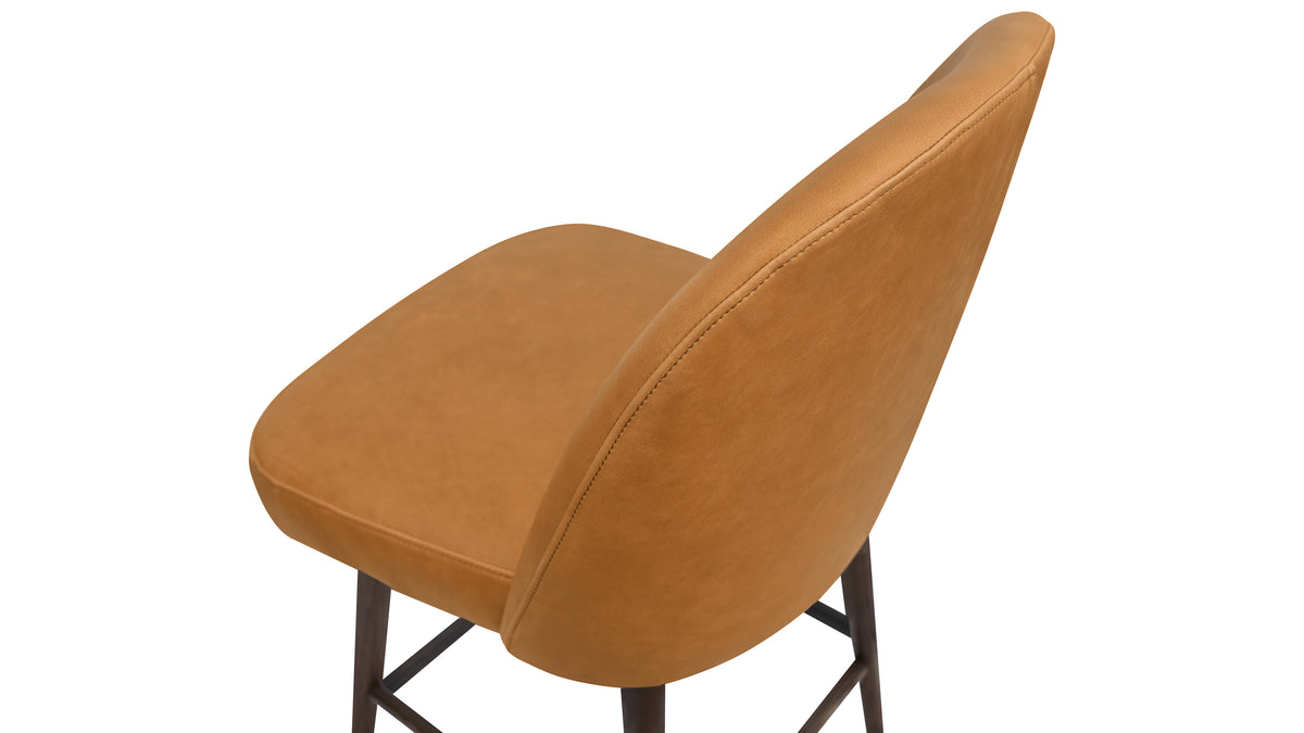 Tall Order Swivel Counter Stool, Walnut, Golden Tan Leather Seat