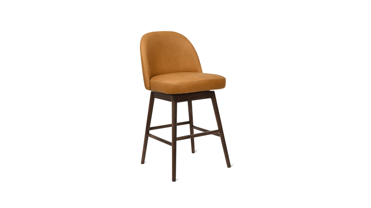 Tall Order Swivel Leather Counter Stool Walnut Golden Tan_image