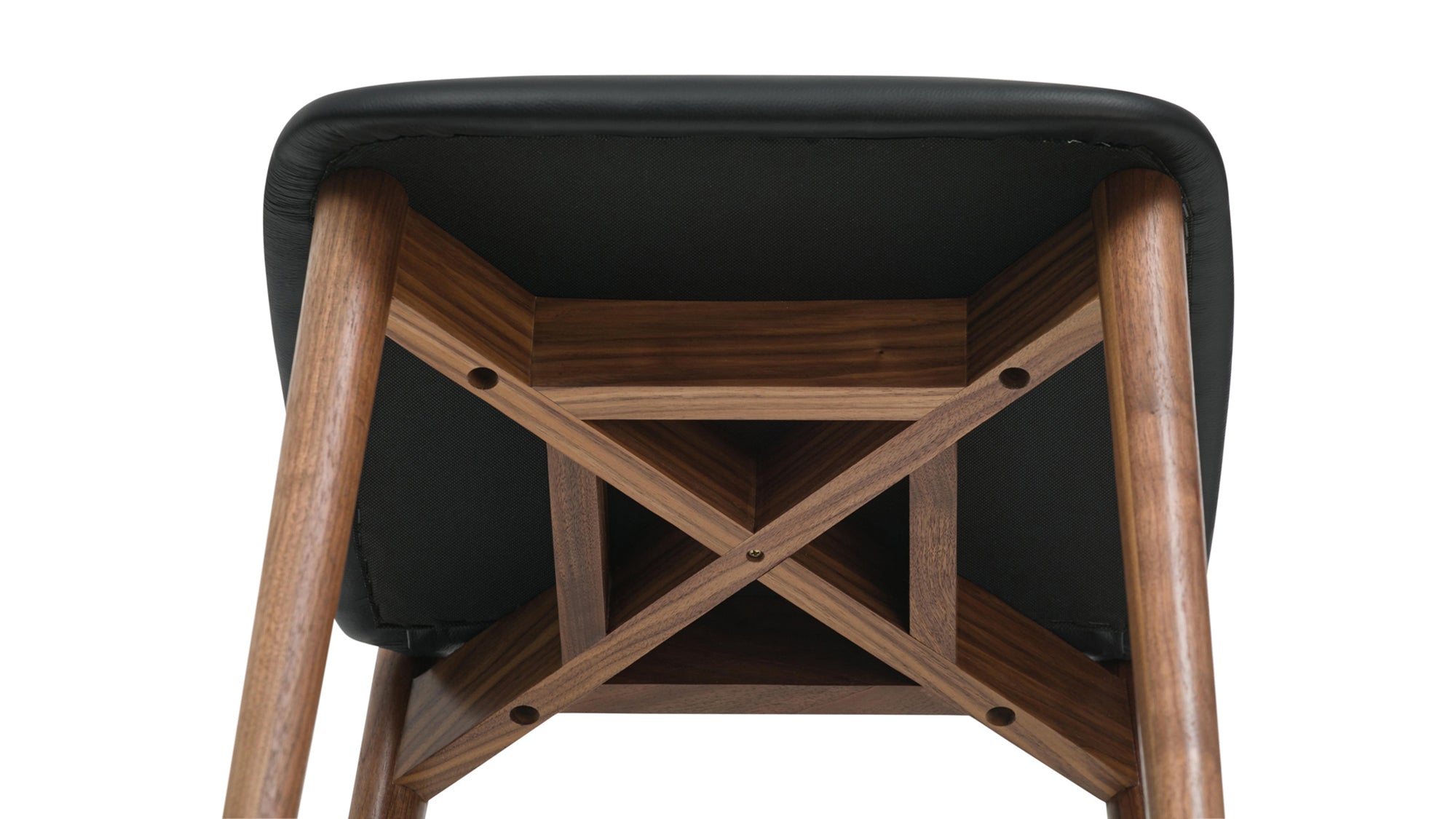 Dine In Counter Stool, Walnut/Black Leather