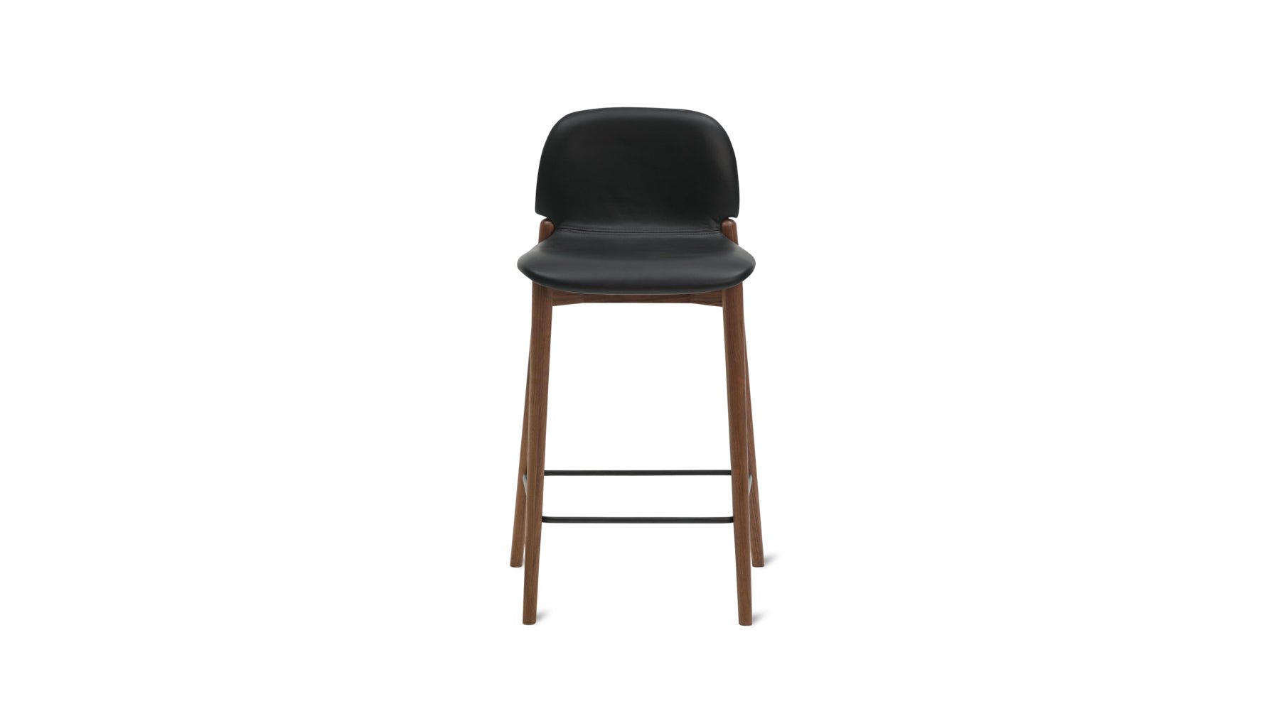 Dine In Counter Stool, Walnut/Black Leather