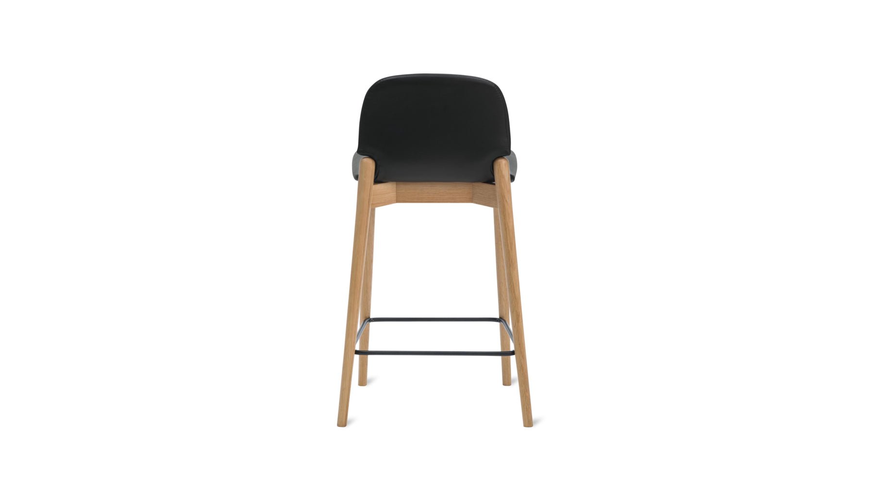 Dine In Counter Stool, Oak/Black Leather