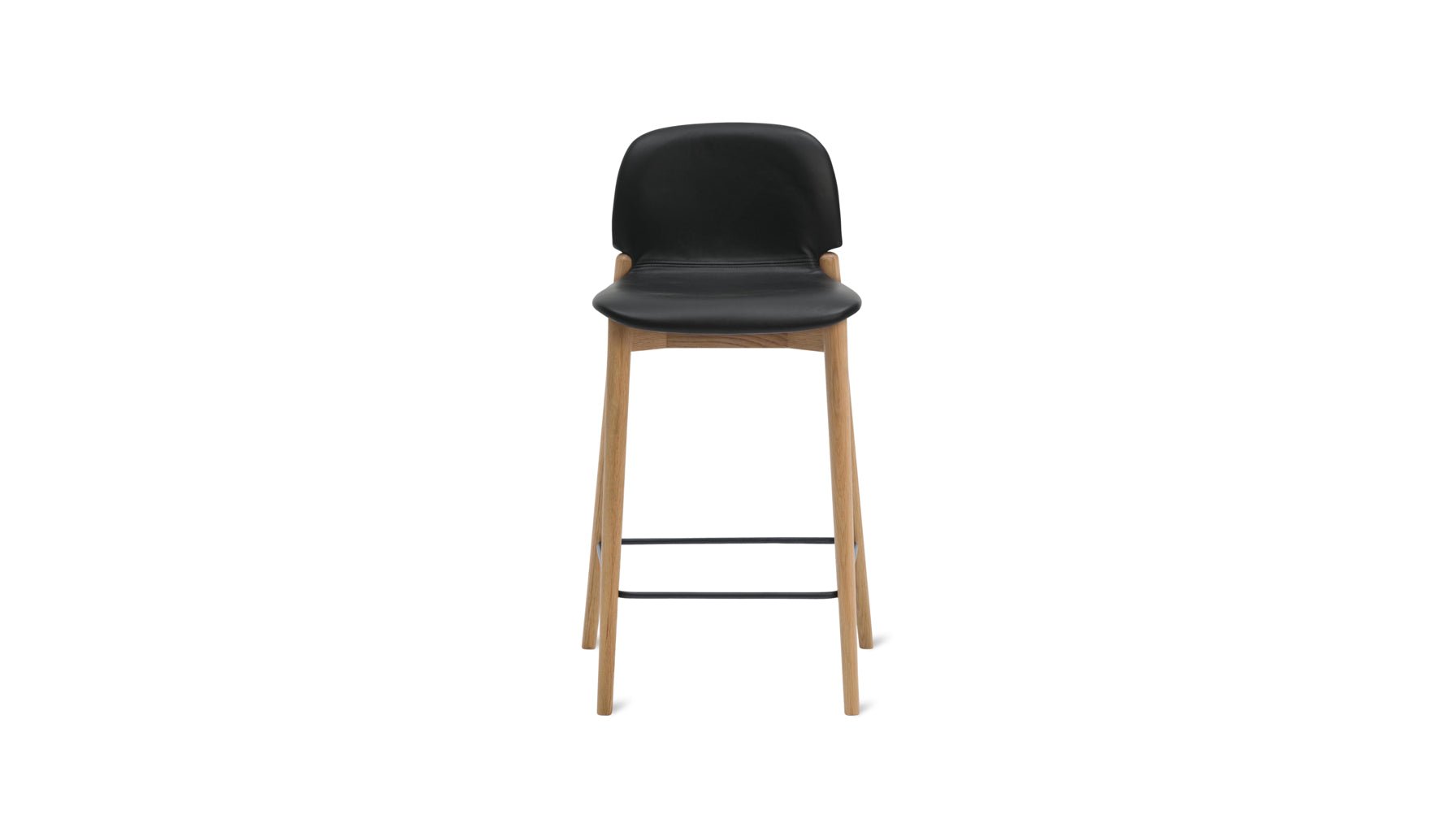 Dine In Counter Stool, Oak/Black Leather