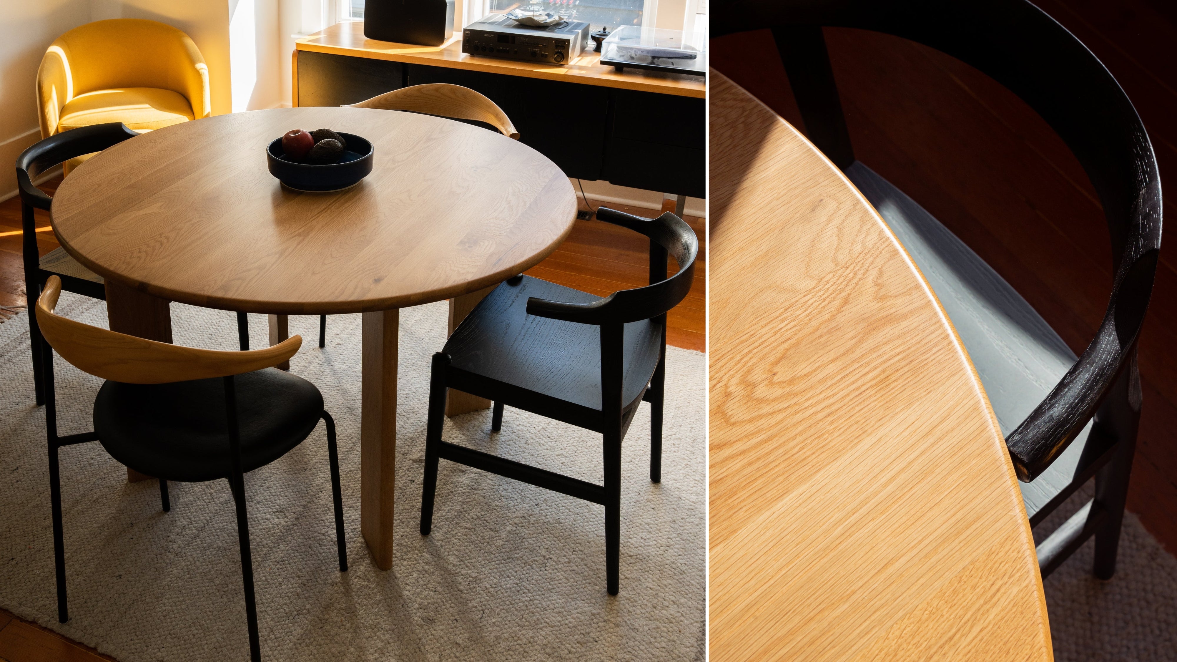 Frame Round Dining Table, Seats 4-5, Oak