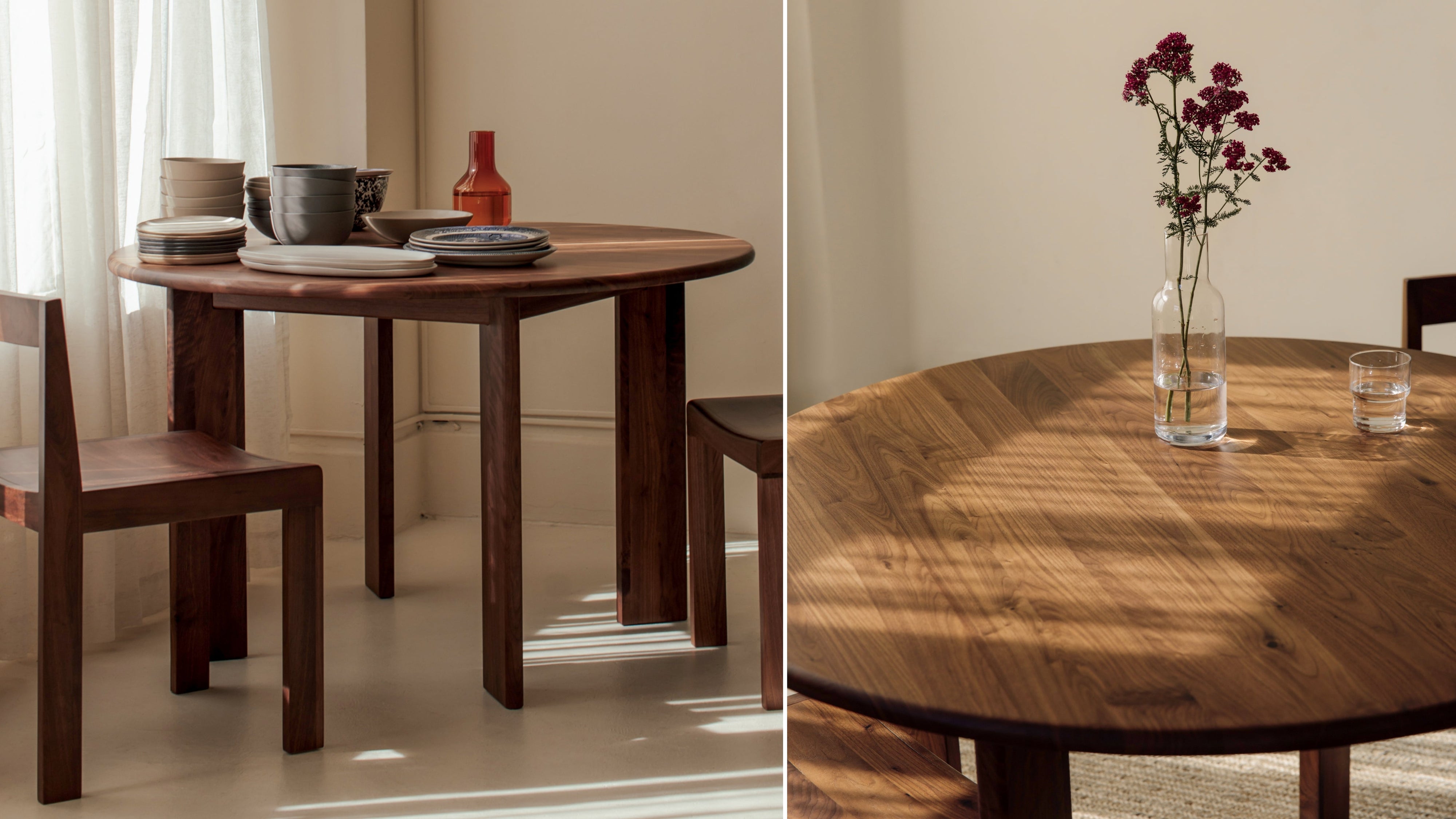 Frame Round Dining Table, Seats 4-5, American Walnut