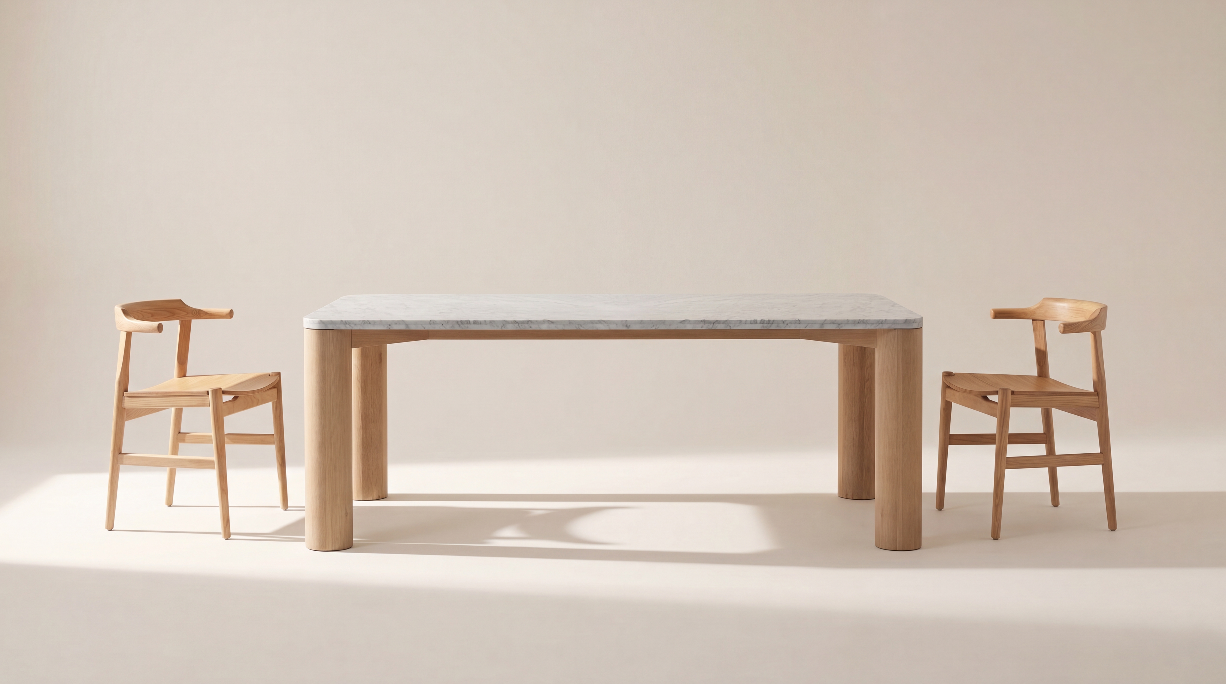 Field Dining Table, Seats 6-8 People, Oak/Carrara Marble