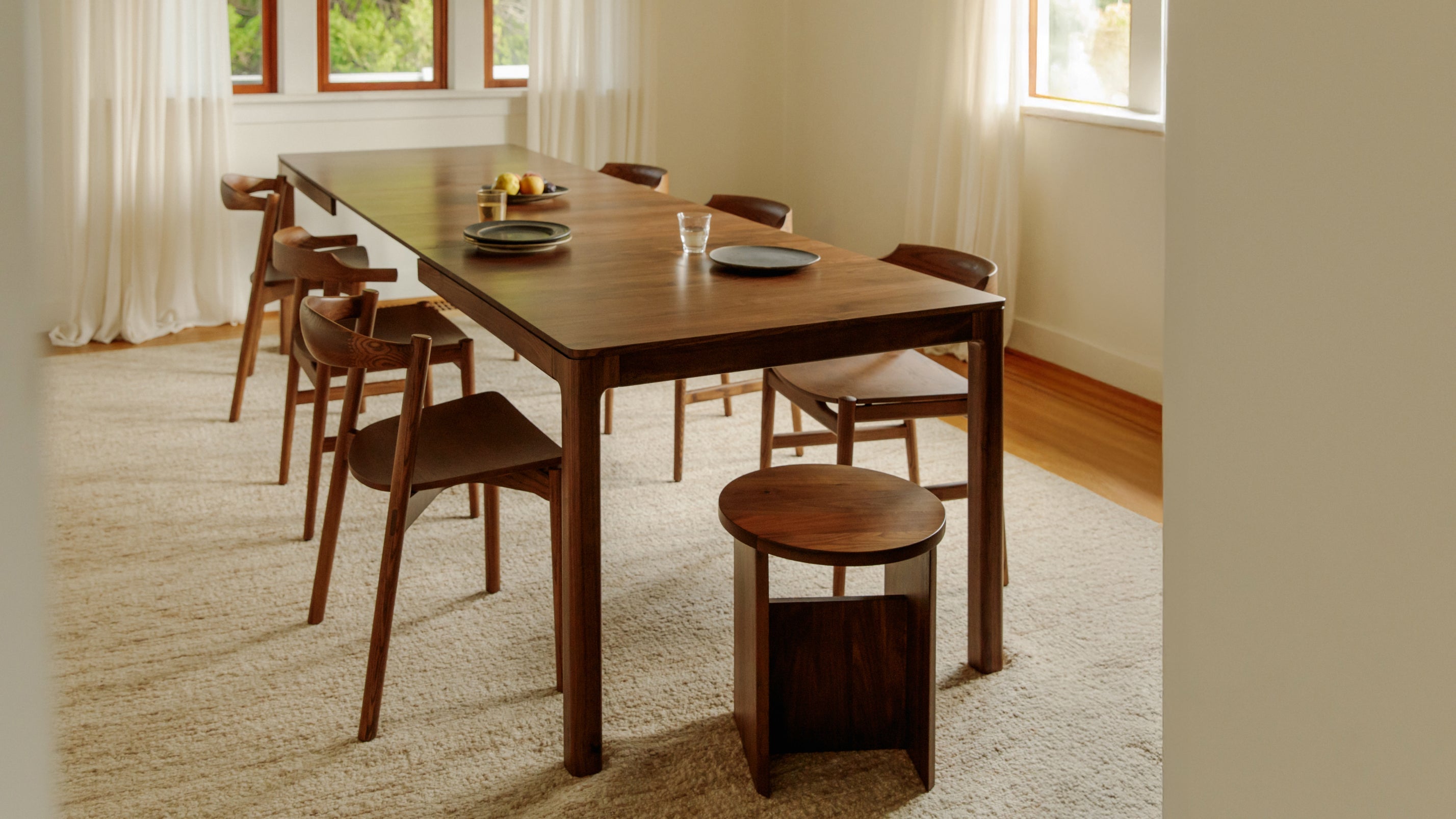 Bridge Extendable Dining Table, Seats, 6-10, American Walnut
