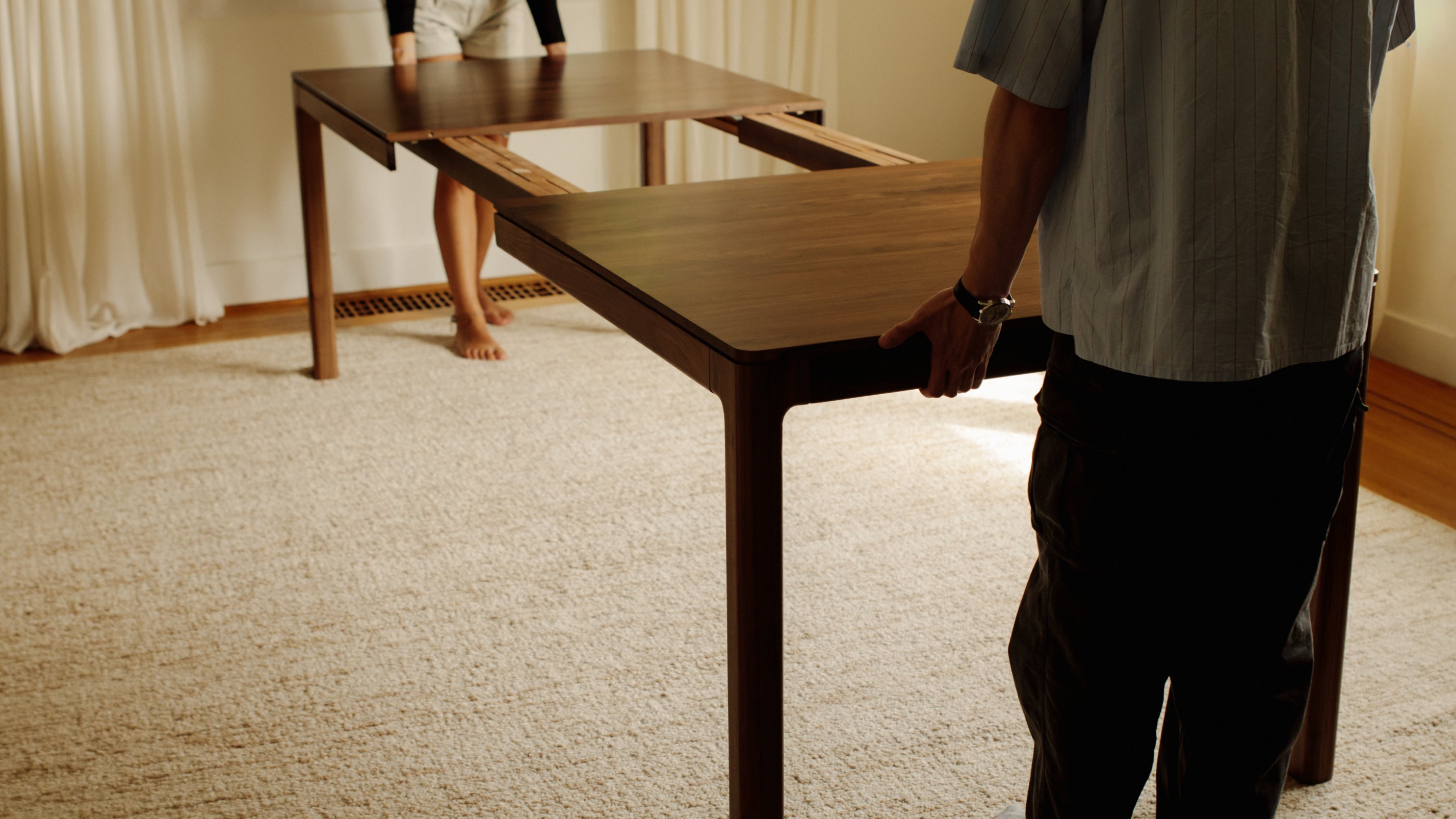 Bridge Extendable Dining Table, Seats 6-10, American Walnut