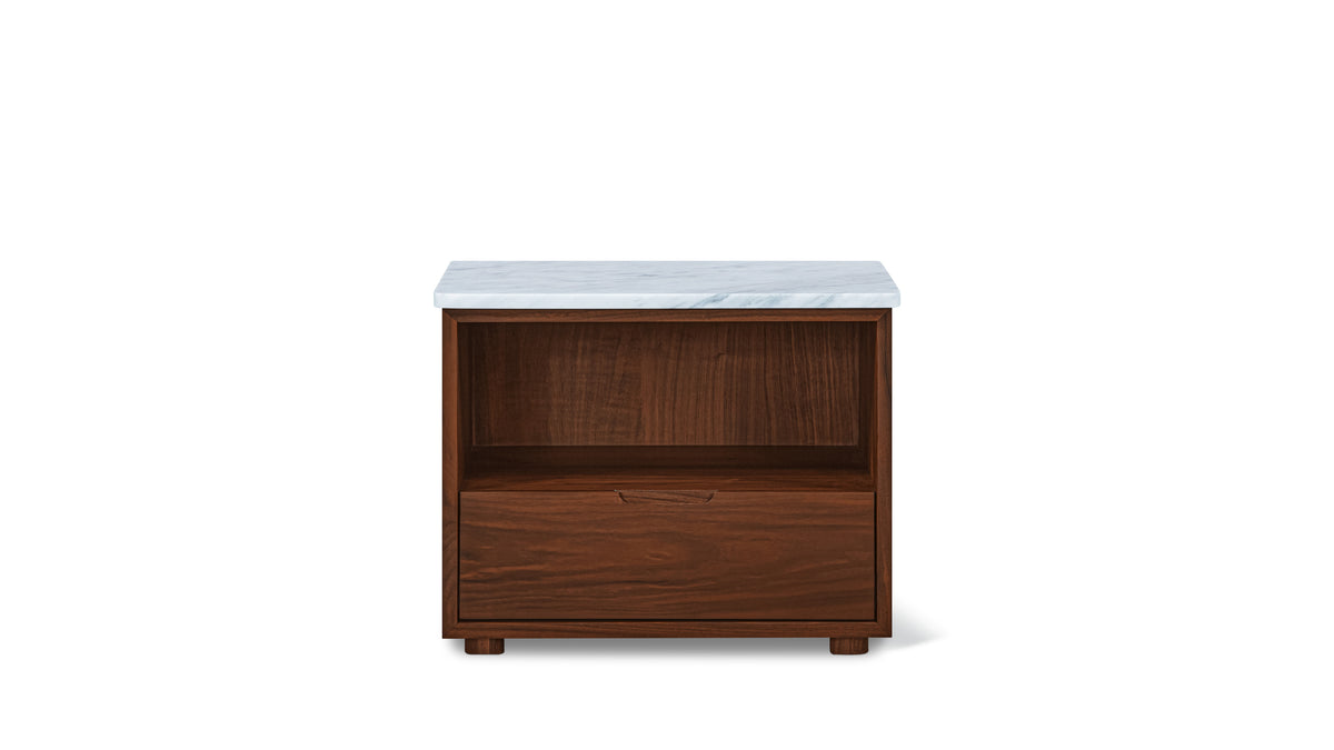Harbour Nightstand, Walnut/Carrara Marble