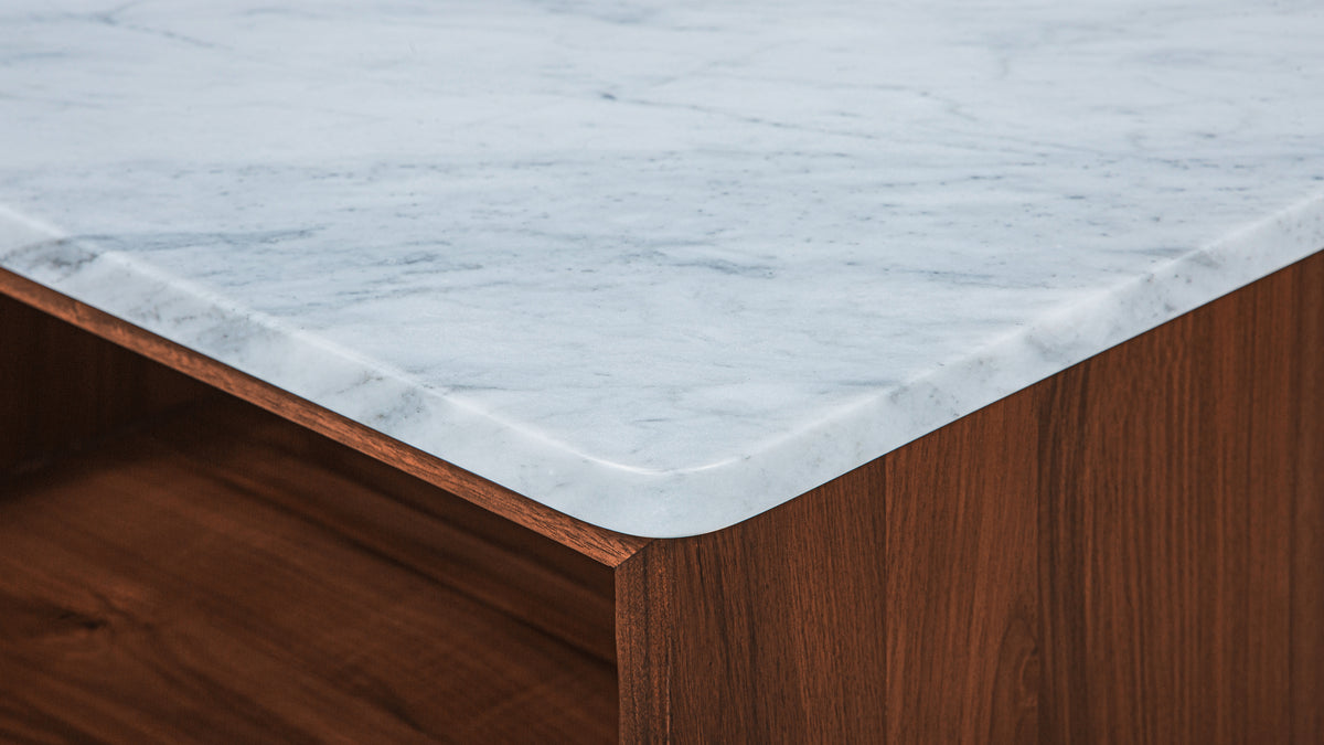 Harbour Nightstand, Walnut/Carrara Marble