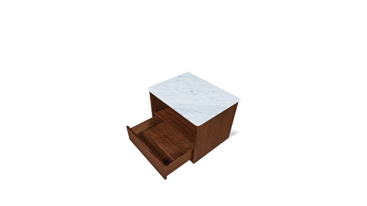 Harbour Nightstand, Walnut/Carrara Marble