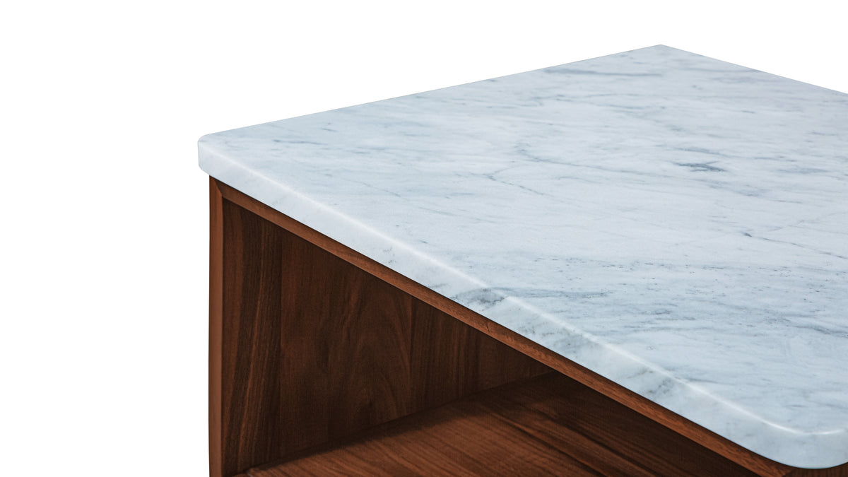 Harbour Nightstand, Walnut/Carrara Marble