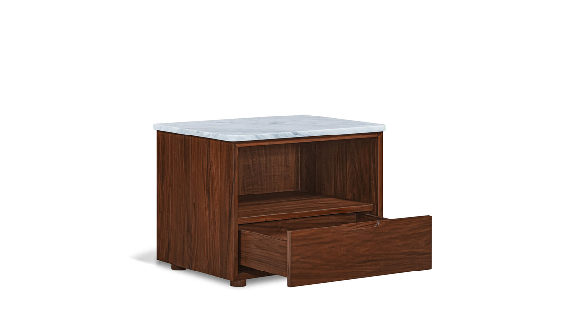 Harbour Nightstand, Walnut/Carrara Marble