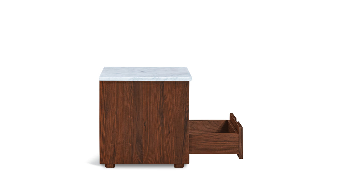 Harbour Nightstand, Walnut/Carrara Marble