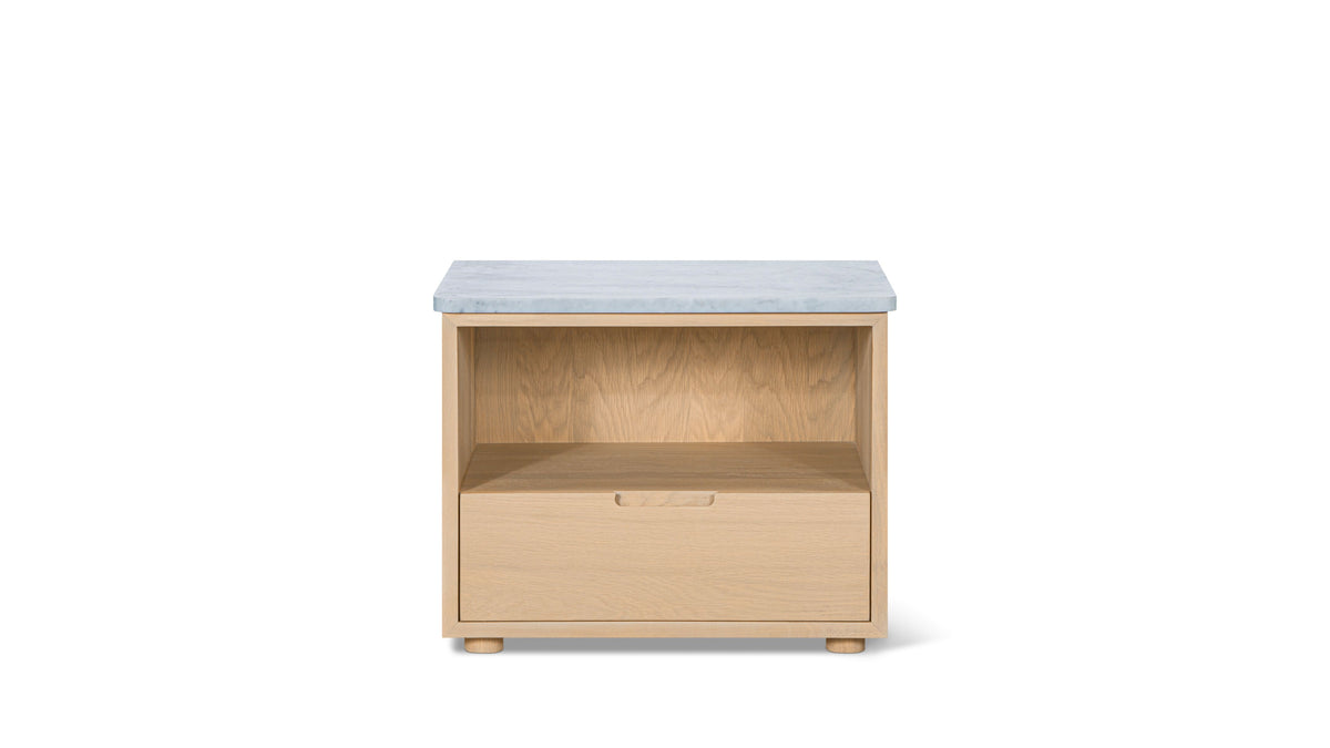 Harbour Nightstand, Pale Oak/Carrara Marble
