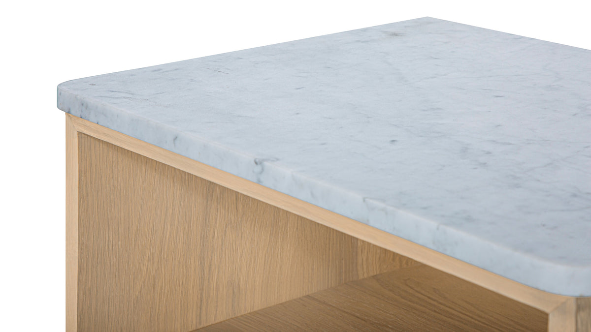 Harbour Nightstand, Pale Oak/Carrara Marble